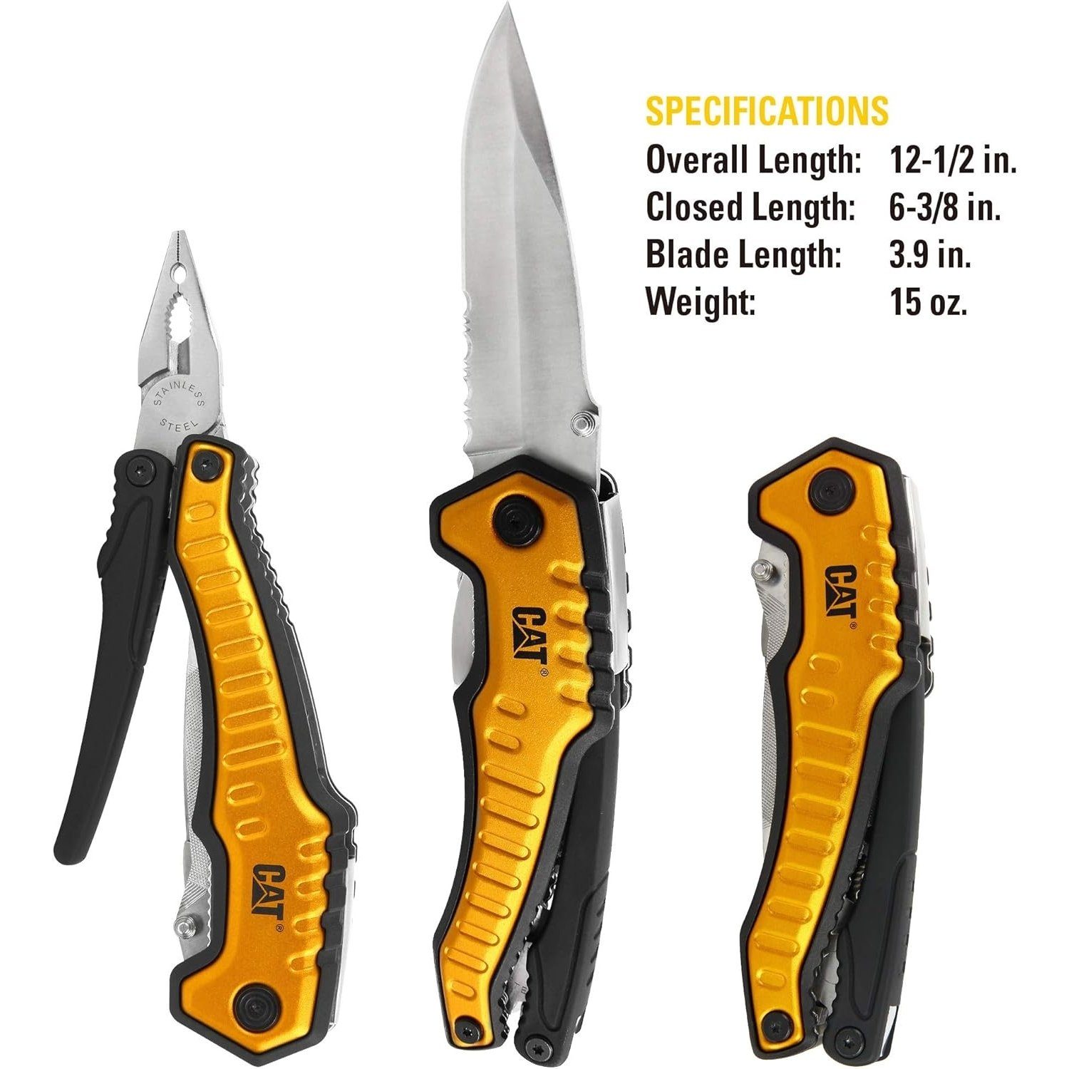 CAT Multitool Caterpillar Multitool XL mit Werkzeugen aus Edelstahl, 9 in 1 CAT-Werk
