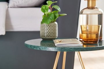 KADIMA DESIGN Beistelltisch Marmor-Sofatisch, Green & Gold Design, Metallbeine, Unikat