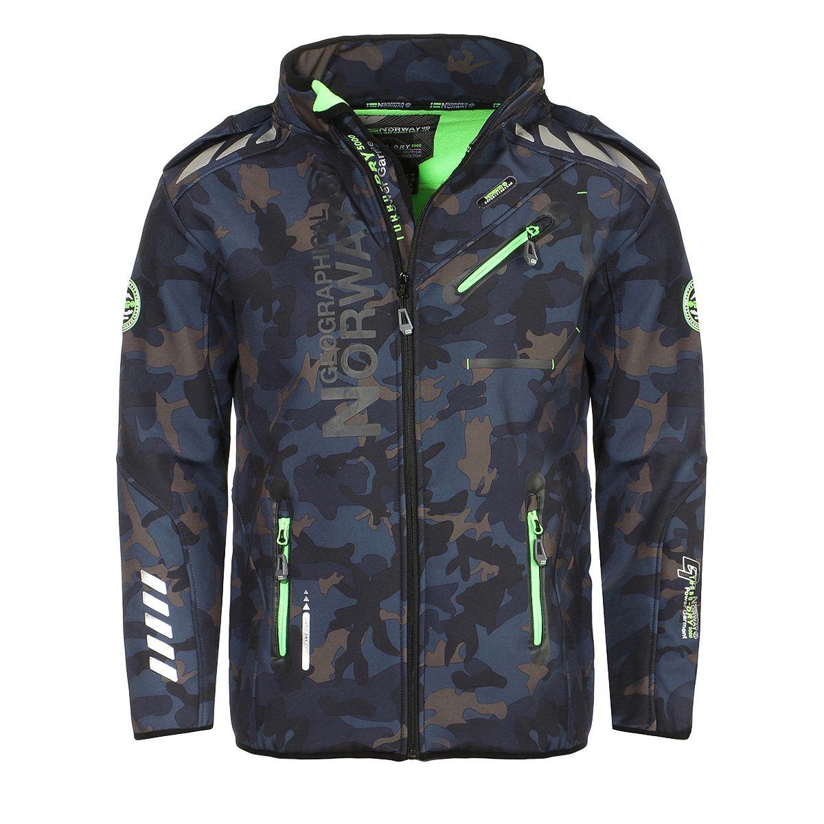 Grün Softshelljacke - Softshelljacke mit by Camo Windbreaker, Wander Jacke abnehmbarer G-River Norway Navy Norway Kapuze, Sport Geographical / leyoley Geographical Übergangsjacke, Herren