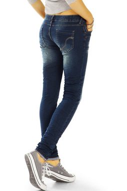 be styled Low-rise-Jeans tapered Damenjeans, röhrige Hüfthosen mit Knopfleiste j41f