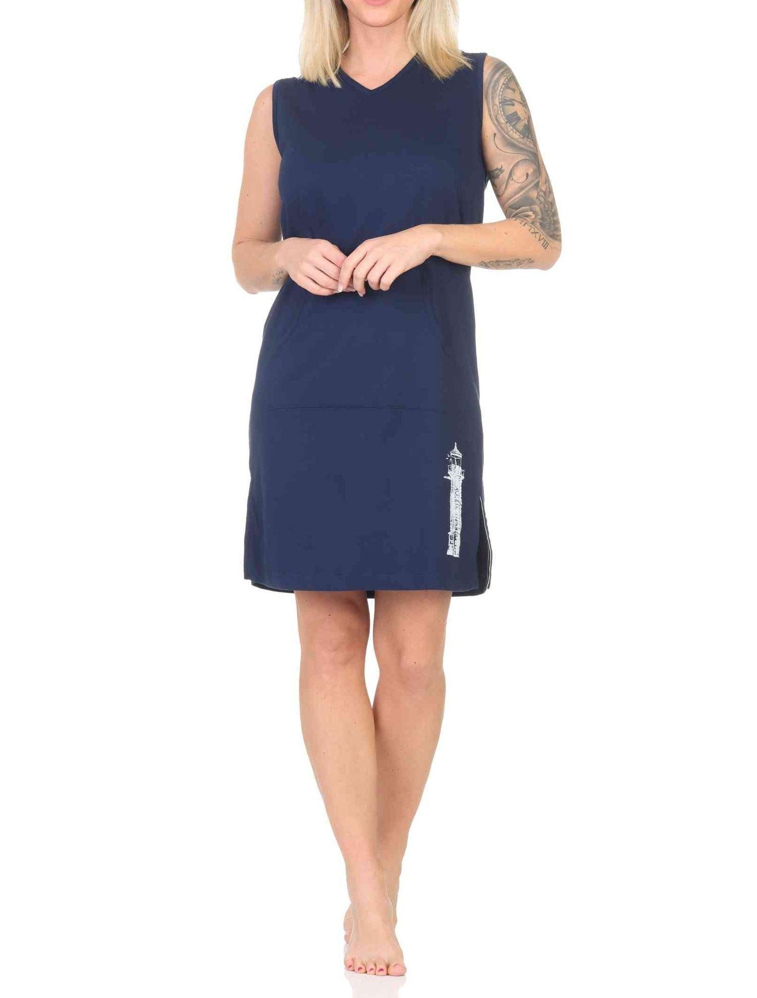 Normann Nachthemd Normann Damen Nachthemd Strandkleid in maritimer Optik