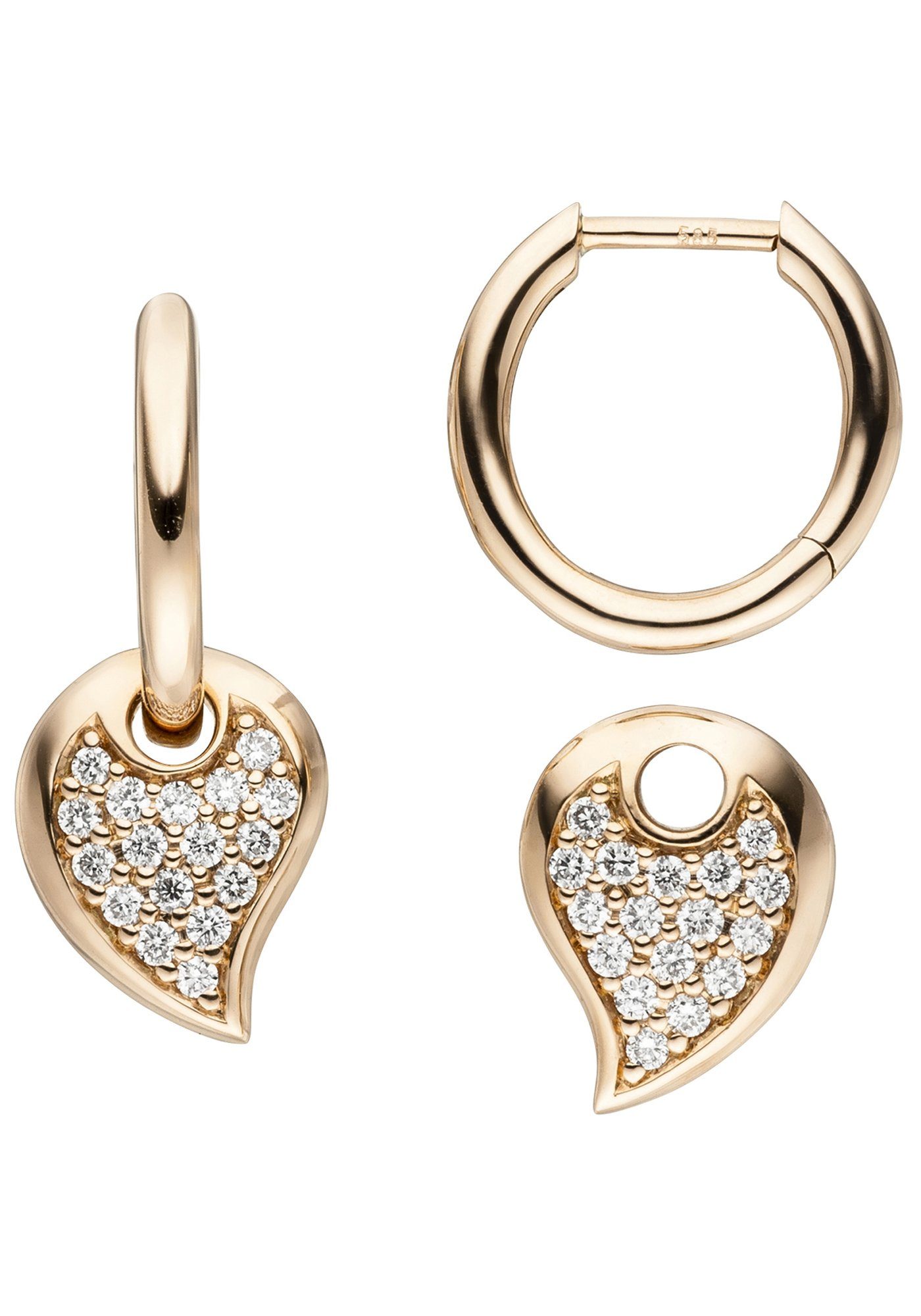 JOBO Paar Creolen, 585 Roségold mit 34 ...