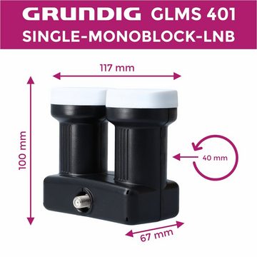GSS Monoblock Single GLMS 401 mit Aufdrehhilfe Monoblock-LNB (1 Teilnehmer 2 Satelliten -Astra & Hotbird + Gummitülle)
