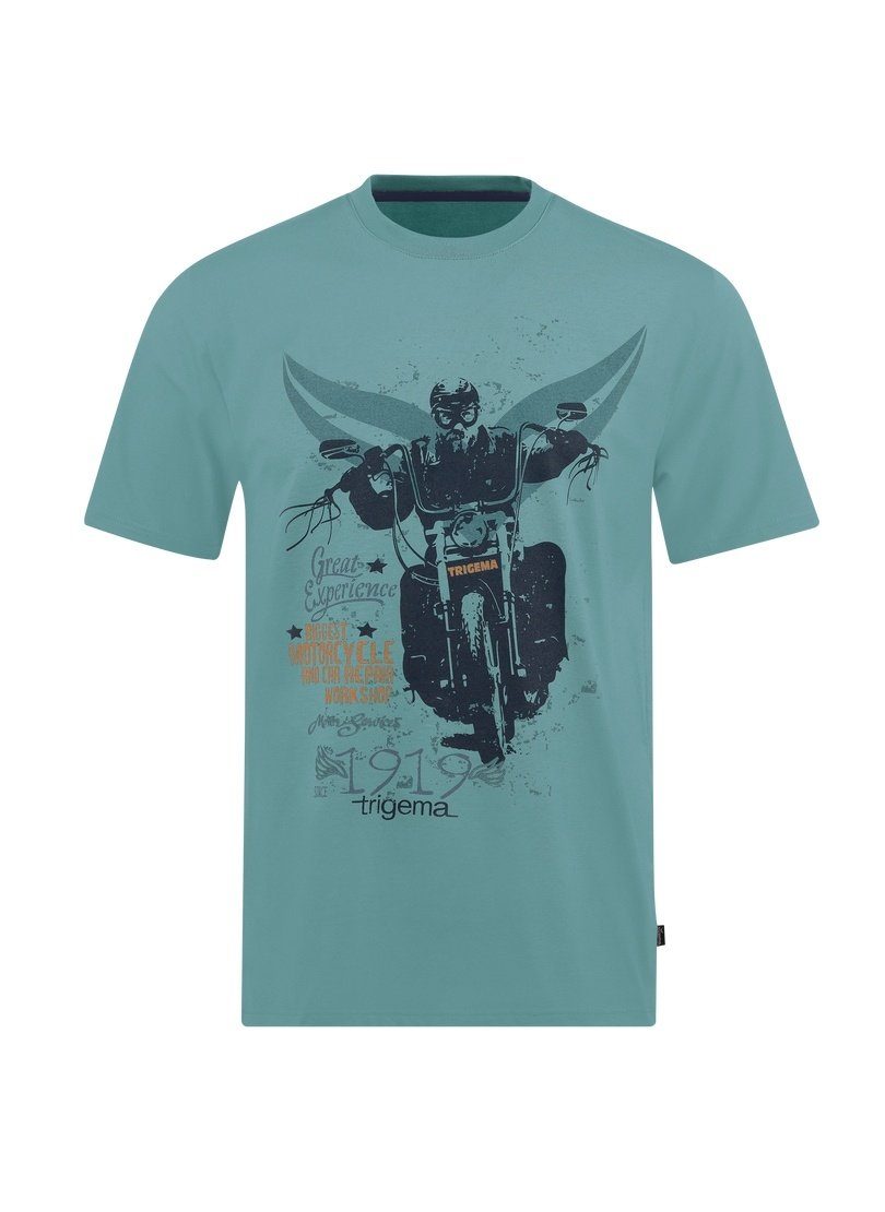 Trigema T-Shirt TRIGEMA T-Shirt mit Motorrad-Print seegras