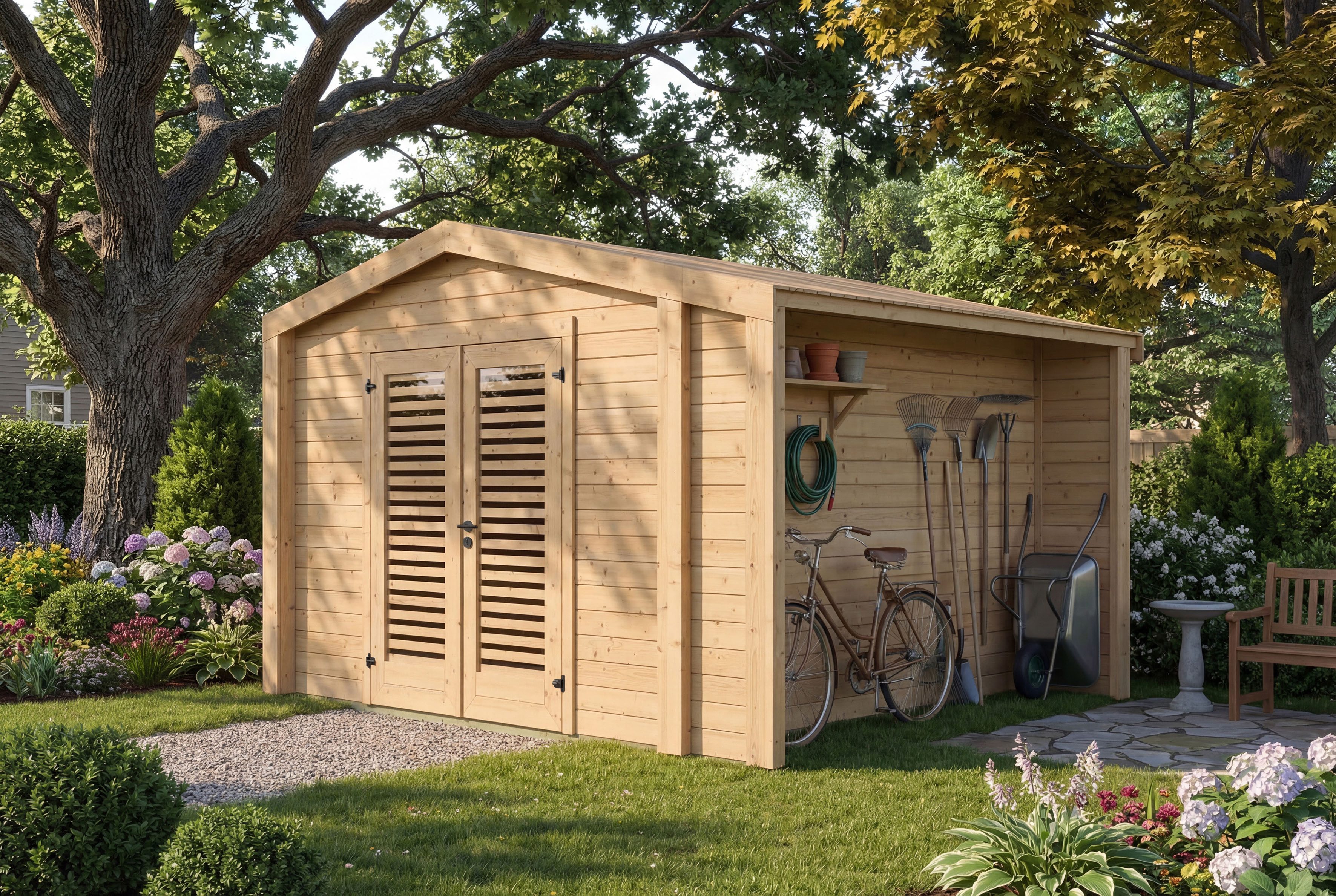 weka Gartenhaus Killarney, BxT: 361x313 cm, Doppeltür mit Lamellen