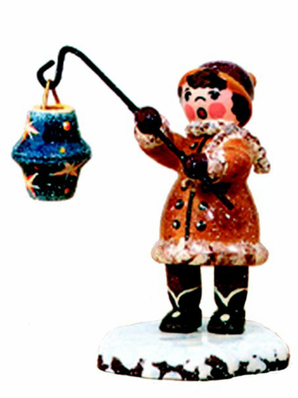 Hubrig Volkskunst Zschorlau Erzgebirge Sammelfigur Hubrig Winterkinder Mädchen mit Sternhimmellampion