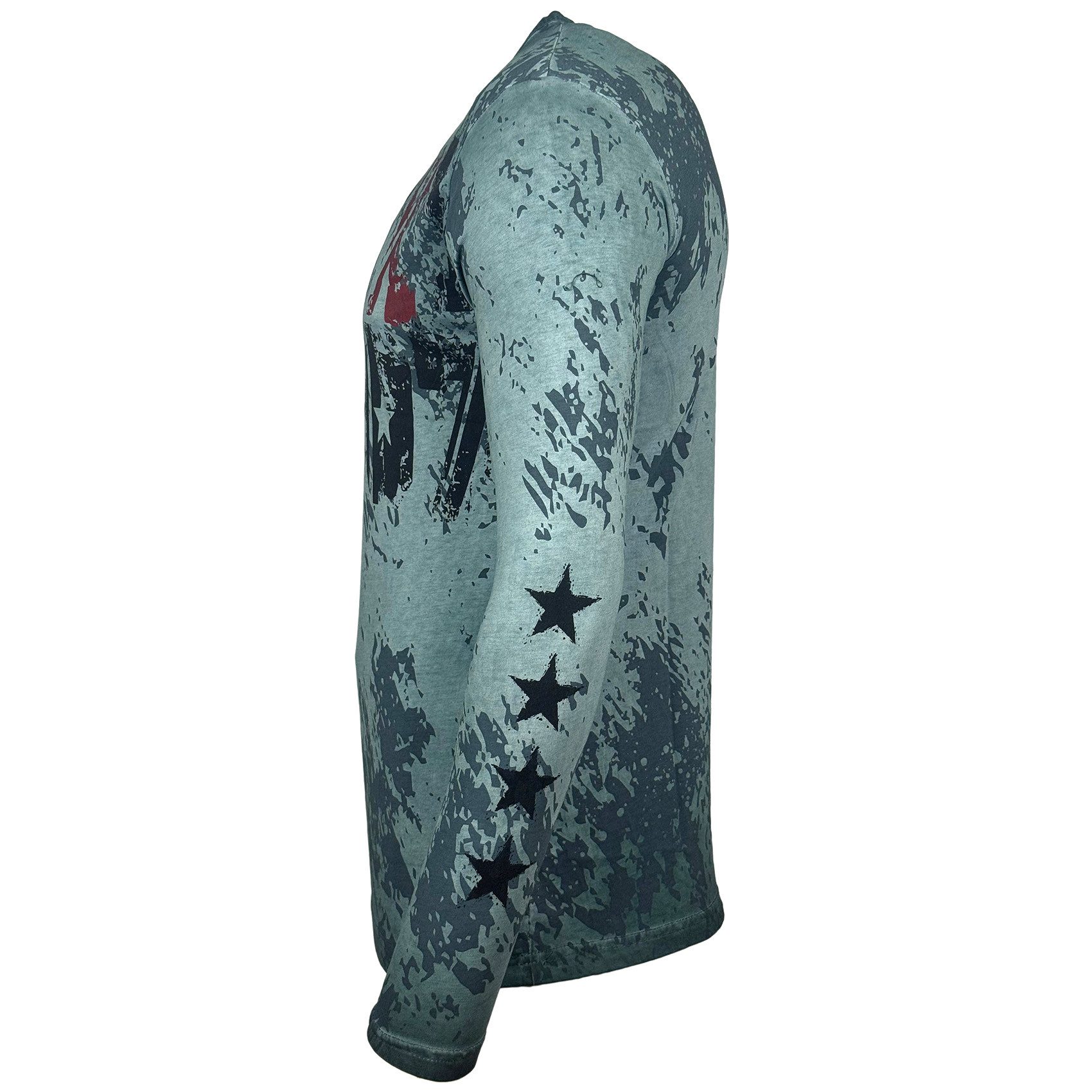 Baxboy Longshirt Langarmshirt mit trendigem All-Over Logo-Print mit Knopfleiste B-702 – Bild 3 von 5