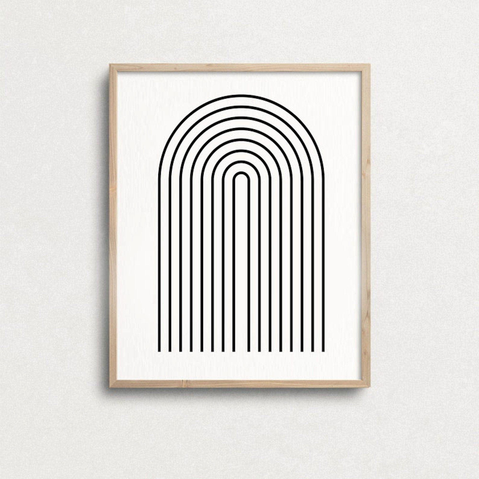 JUSTGOODMOOD Poster Schwarz Weiß Abstrakt Vintage Wohnkultur Bilder Wohnzimmer Wandbilder, 7 (1 St)