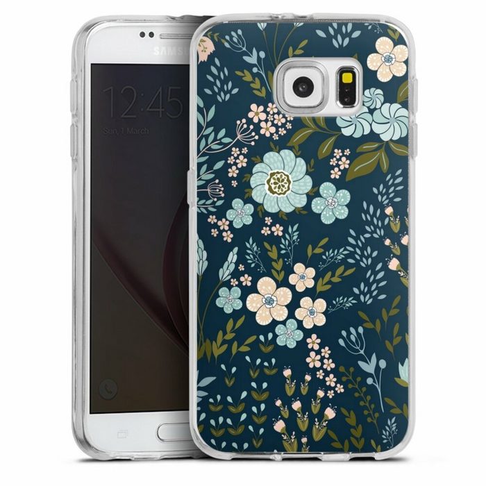 DeinDesign Handyhülle Blumen Muster Blau Floral Autumn 4 Samsung Galaxy S6 Silikon Hülle Bumper Case Handy Schutzhülle
