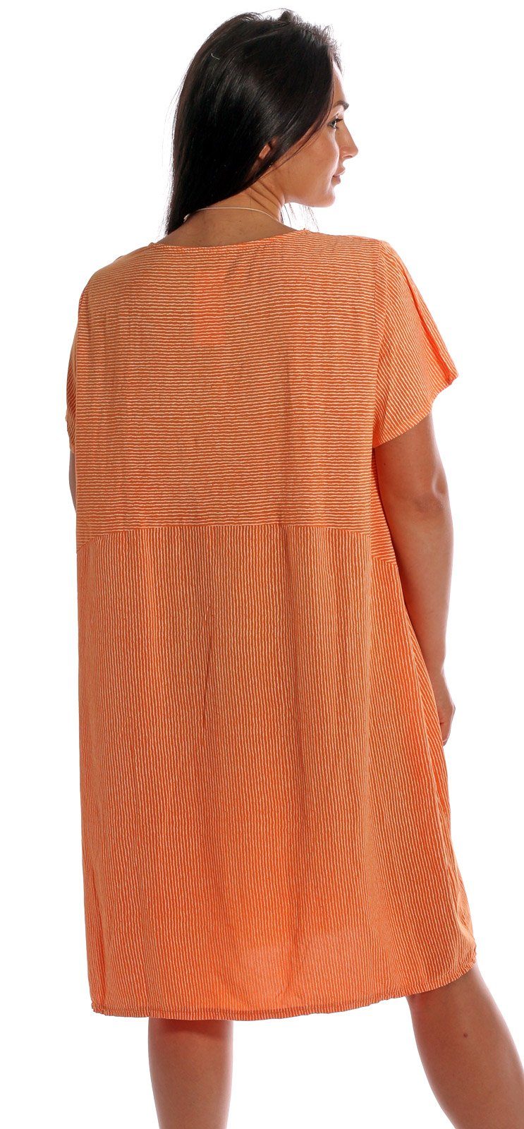 Sommerkleid Orange gestreift Modeschmuckkette Shirtkleid Moda mit Charis "Paula"