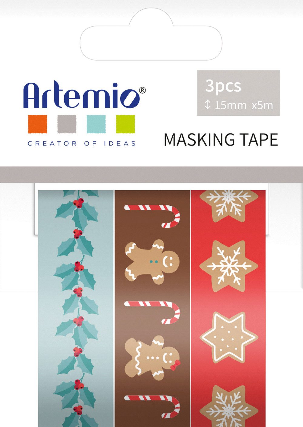 Artemio Bastelband Washi Tapes "Christmas Bakery", 3 Stück