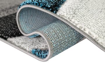 Teppich Teppich modern Teppich Wohnzimmer Wellen blau türkis grau, Carpetia, rechteckig, Höhe: 13 mm