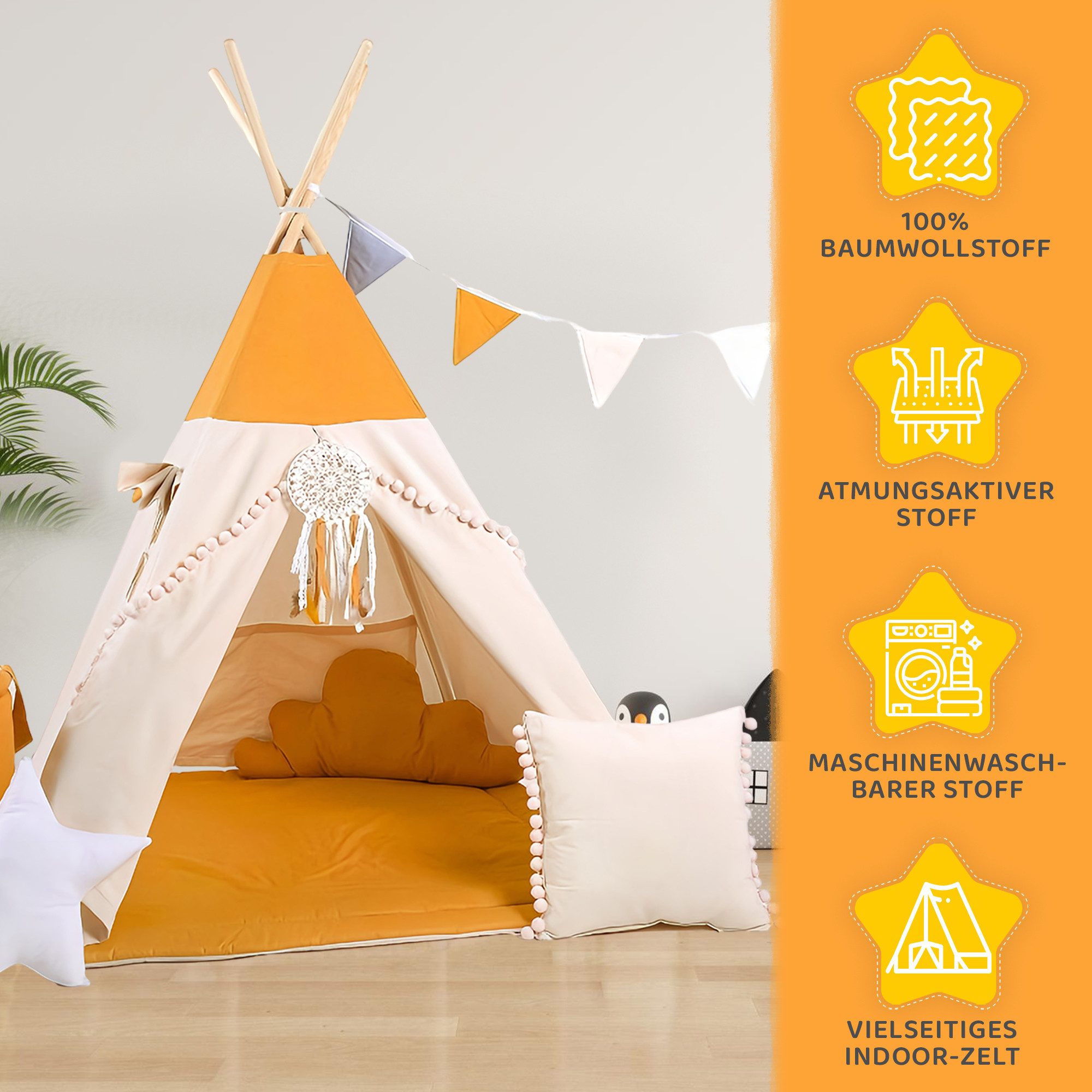 Rainbow Kids Tipi-Zelt Honigland, Personen: 2 (8 tlg., 3 verschiedene Varia günstig online kaufen