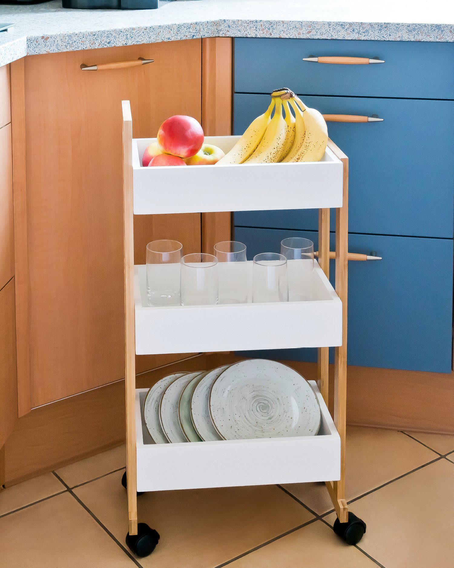 shelfmade Küchenwagen Rauma Handwagen Küchenwagen Badregal mit 3 Ablagekörb günstig online kaufen