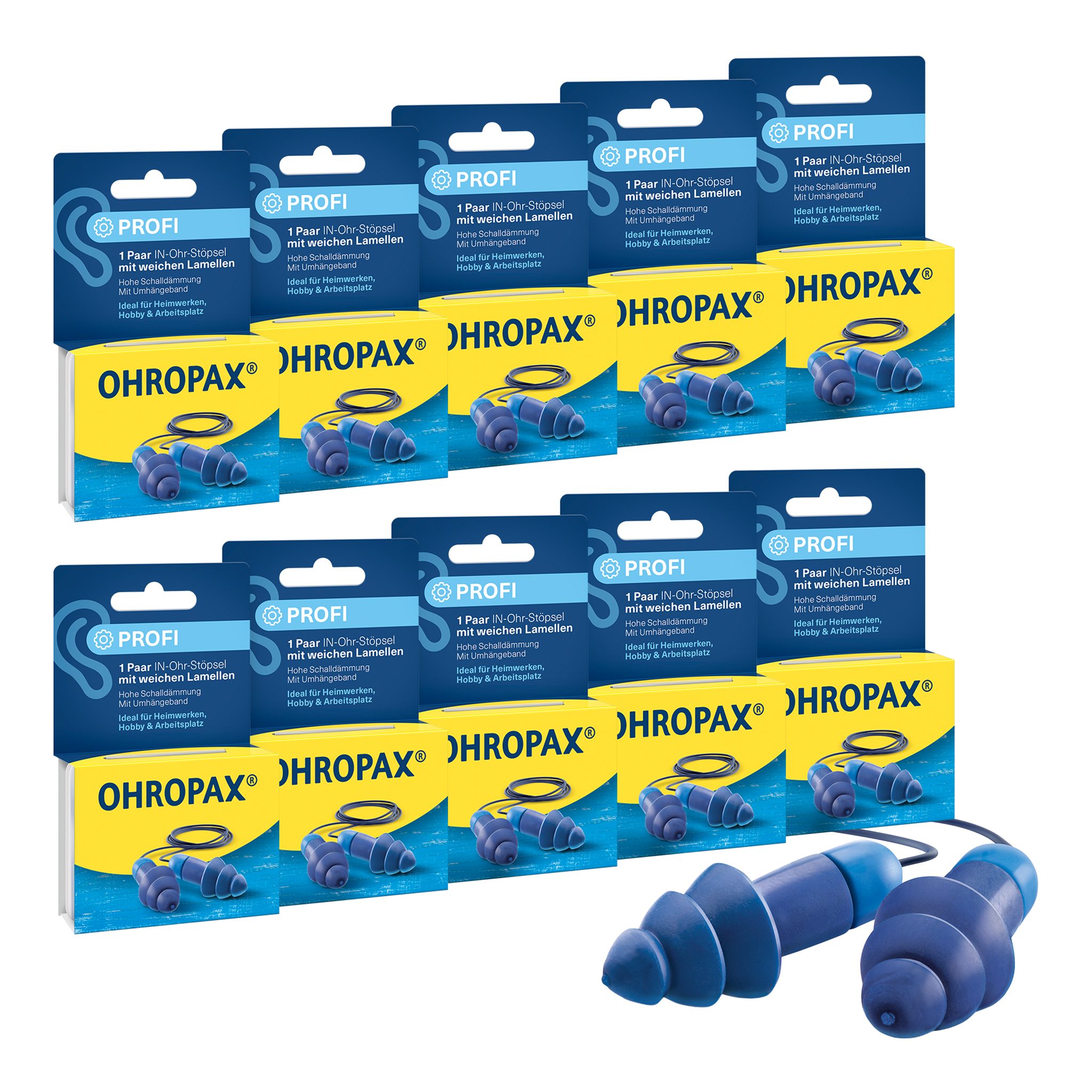 OHROPAX Gehörschutzstöpsel OHROPAX Profi Ohrstöpsel 10x1 Paar – Lärmschutz SNR 29 dB