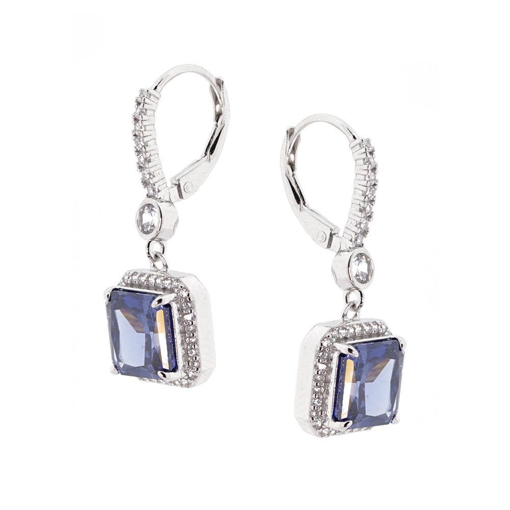 Golders Paar Ohrhänger aus 925 Silber mit Zirkonia (2-tlg., in der Farbe rot und blau), 925 Sterlingsilber Silberschmuck für Damen