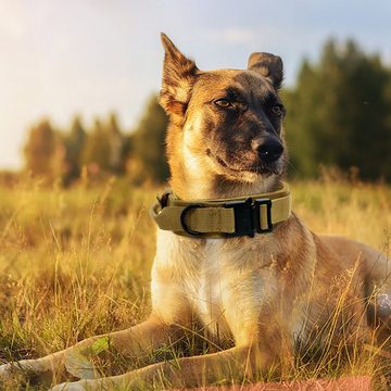 CALIYO Hunde-Halsband Militär Halsband Taktisches Hundehalsband mit Griff, für Mittlere Große Hunde Training Jagd, mit Robuste Metallschnalle