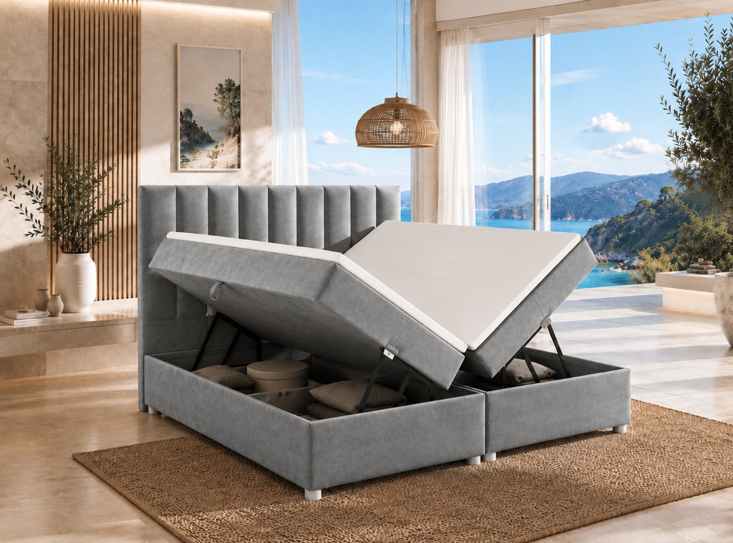 Best for Home Boxspringbett Trinity K-10 mit zwei Bettkasten Premium mit Komfort Topper – modern (Doppelbett mit Stauraum, Federkernmatratze, gepolstertes Kopfteil, Doppelbett versch. Größen, 140x200 160x200 180x200 200x200 cm), Handwerksqualität, TOP Preis-Leistungs-Verhältnis