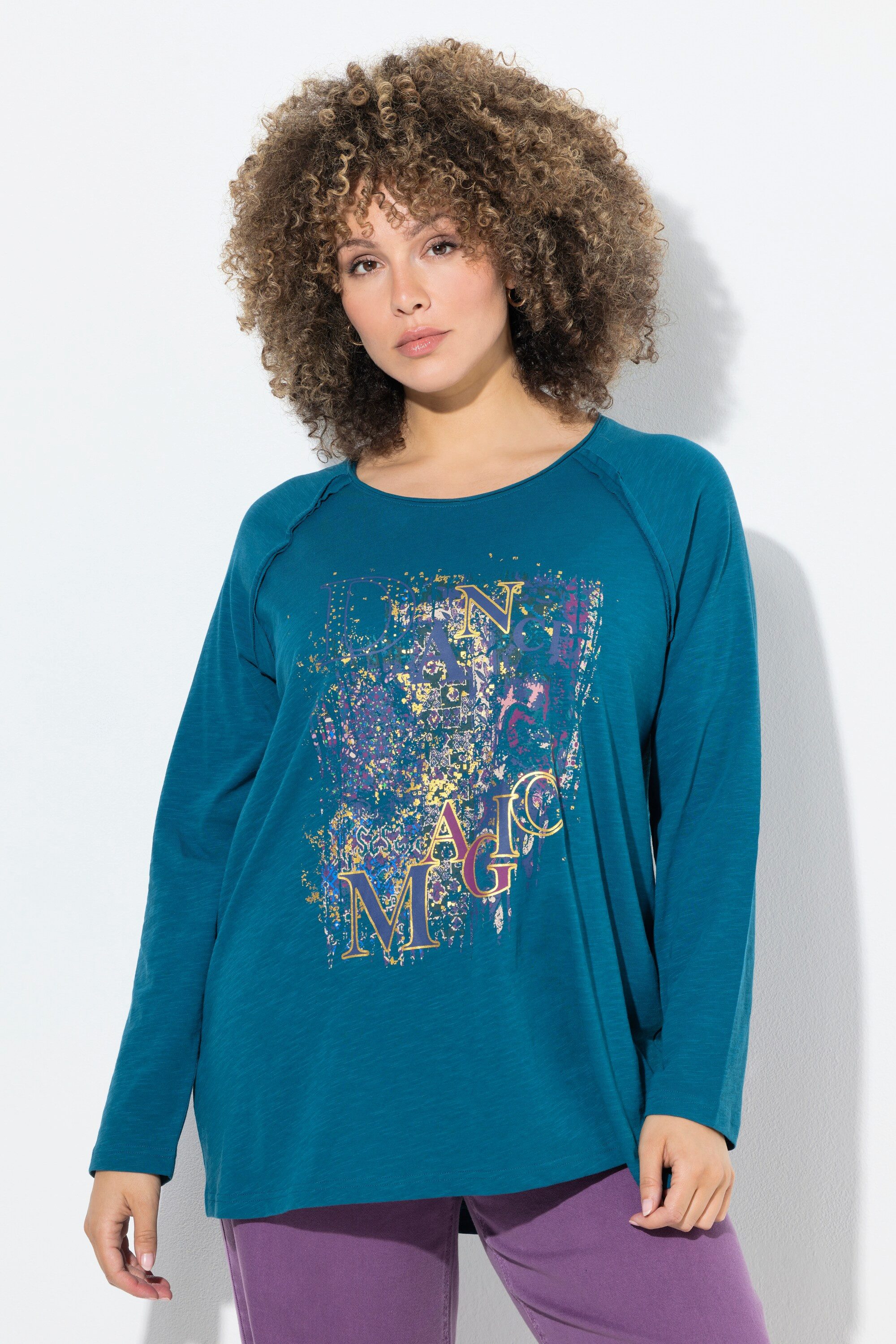 T-Shirt Shirt Motivdruck A-Linie Rundhals Langarm