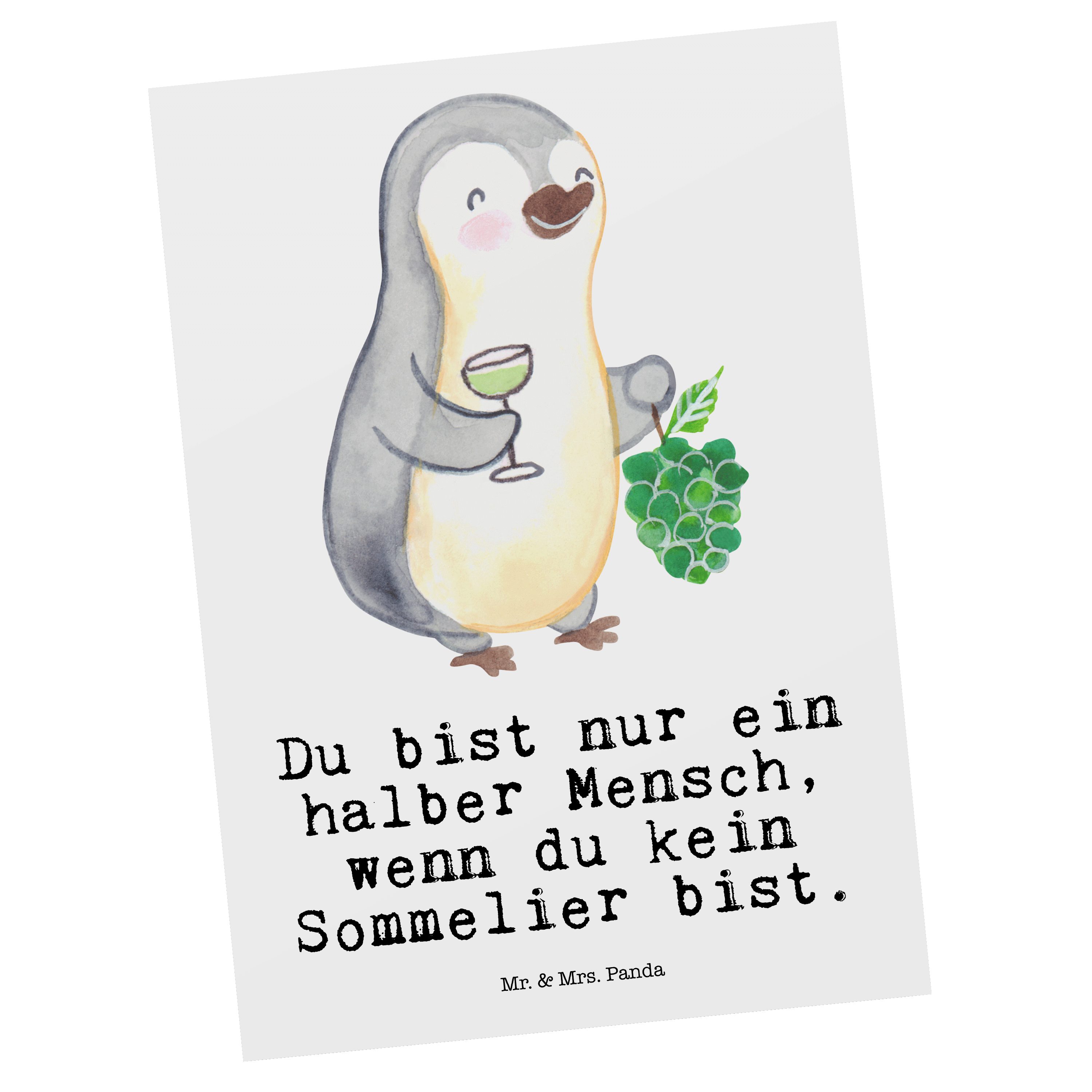 Mr. & Mrs. Panda Postkarte Sommelier mit Herz - Weiß - Geschenk, Karte, Geschenkkarte, Ausbildun