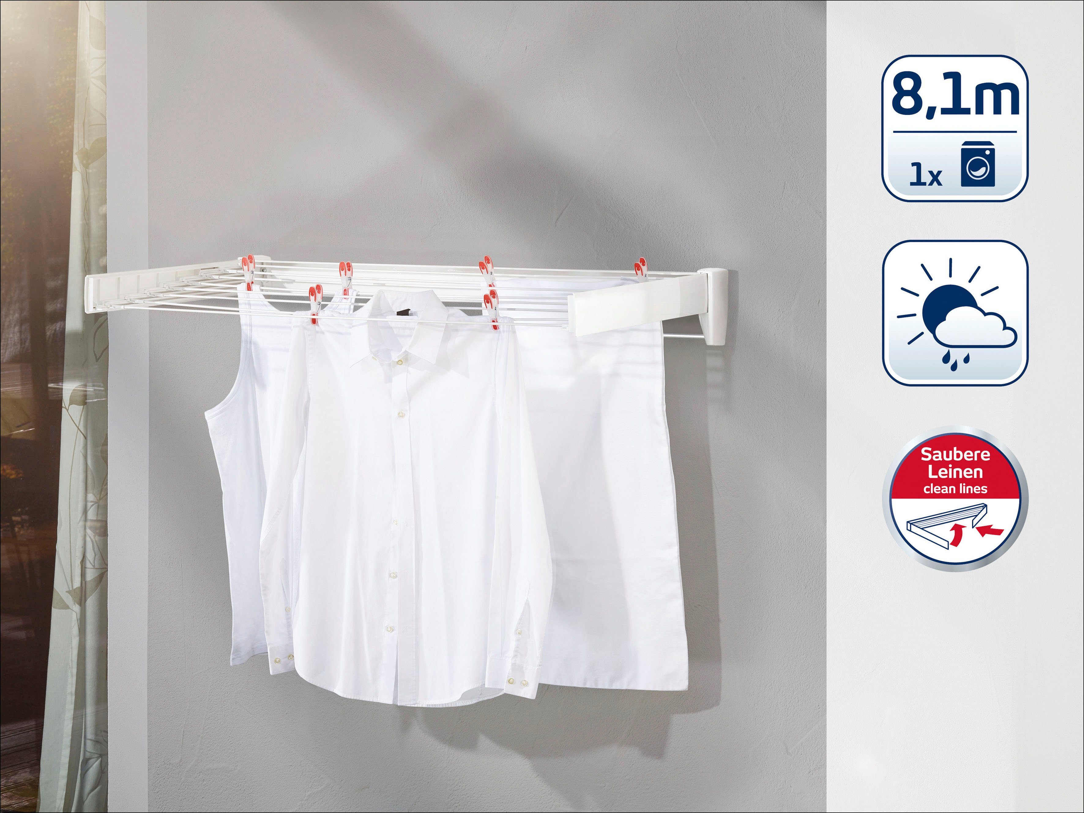 Leifheit Wandwäschetrockner Telegant 81 Protect Plus – Bild 2 von 5
