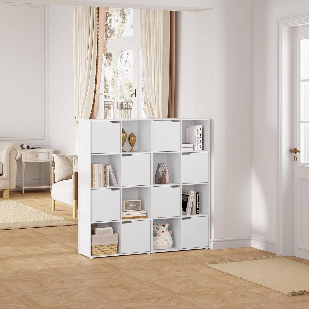 Woltu Bücherregal, 1-tlg., mit 8 Fächern 4 Türen, Würfelregal Standregal günstig online kaufen