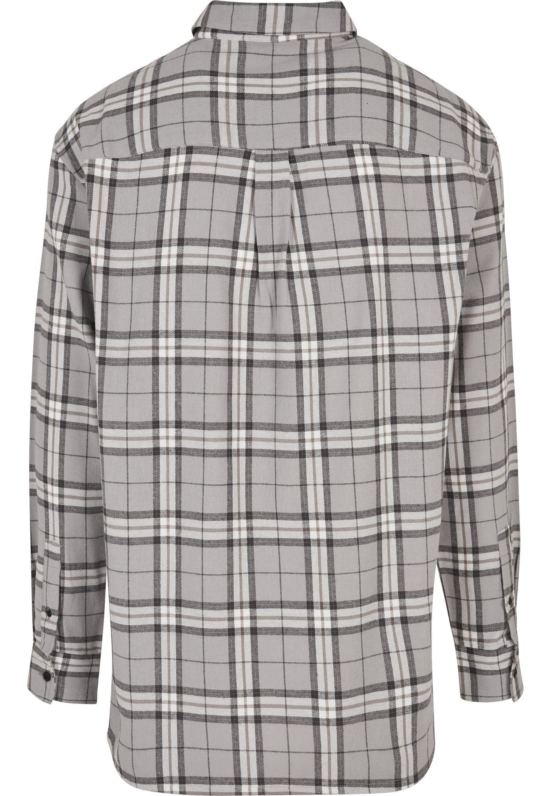 URBAN CLASSICS Langarmshirt Urban Classics Herren Long Oversized Grey Check Shirt (1-tlg)