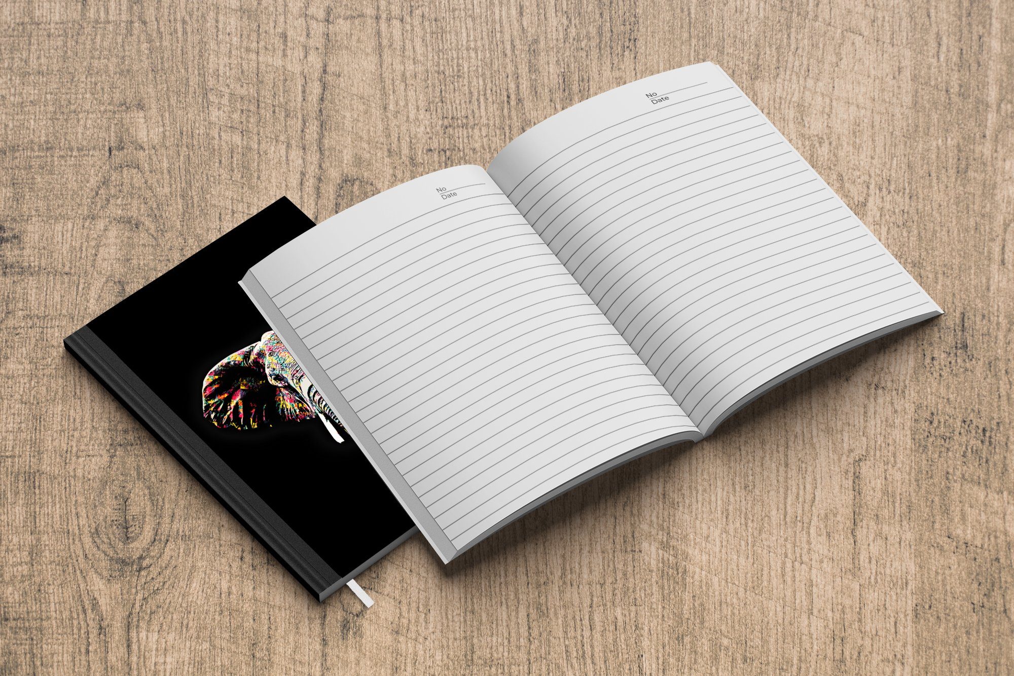 Tagebuch, Seiten, Notizbuch - Notizheft, Farbe Journal, 98 Elefant - A5, Merkzettel, Farben, MuchoWow Haushaltsbuch