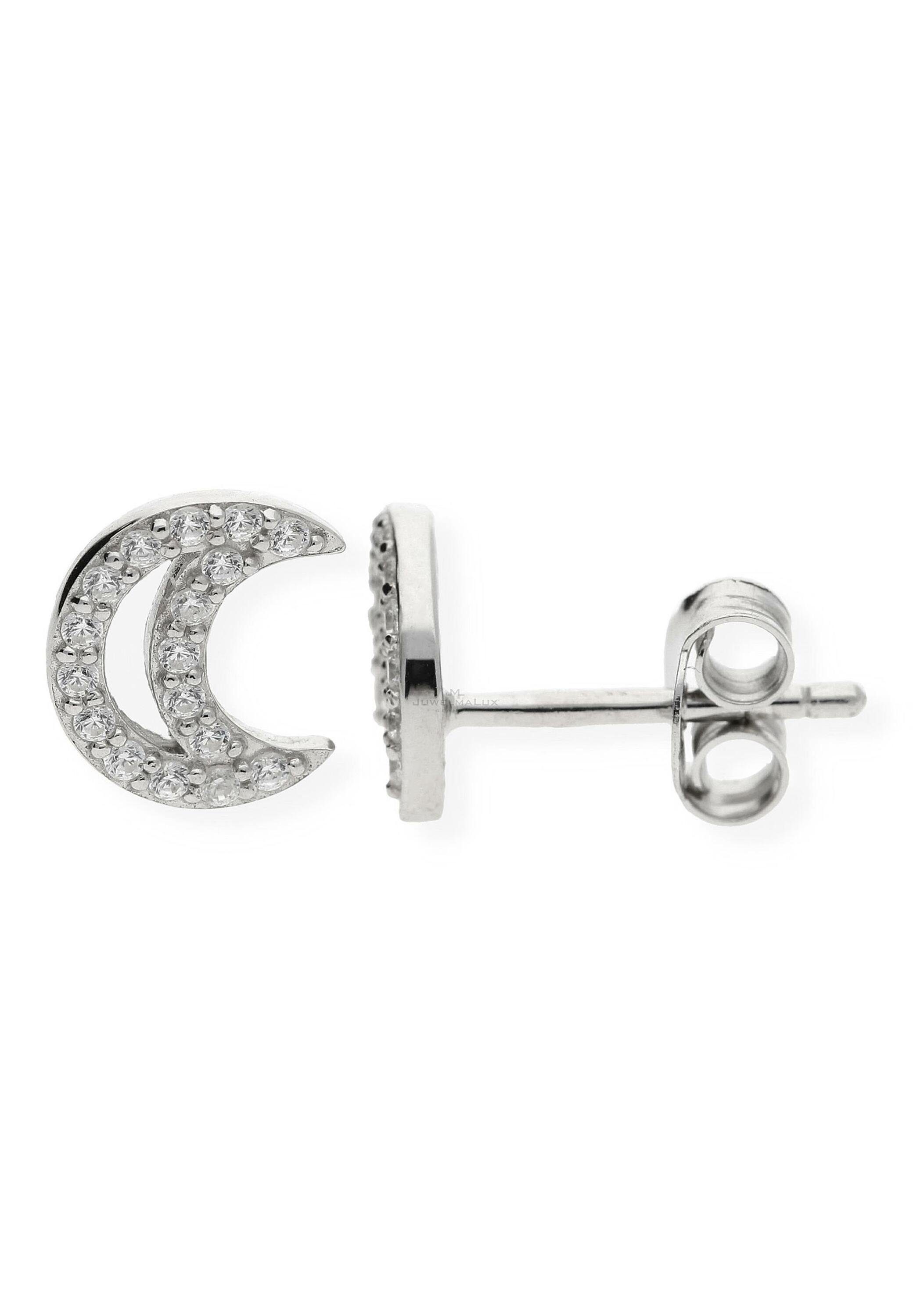 JuwelmaLux Paar Ohrstecker Ohrstecker Sterling Silber Mond mit Zirkonia (2-tlg), Mädchen Ohrstecker Silber 925/000, inkl. Schmuckschachtel