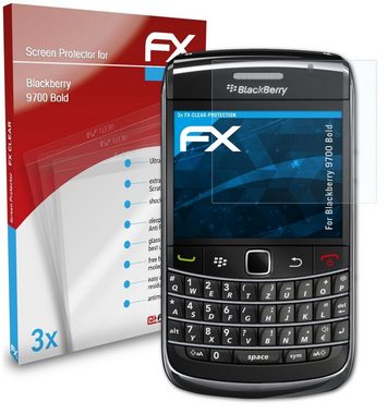 atFoliX Schutzfolie Displayschutz für Blackberry 9700 Bold, (3 Folien), Ultraklar und hartbeschichtet