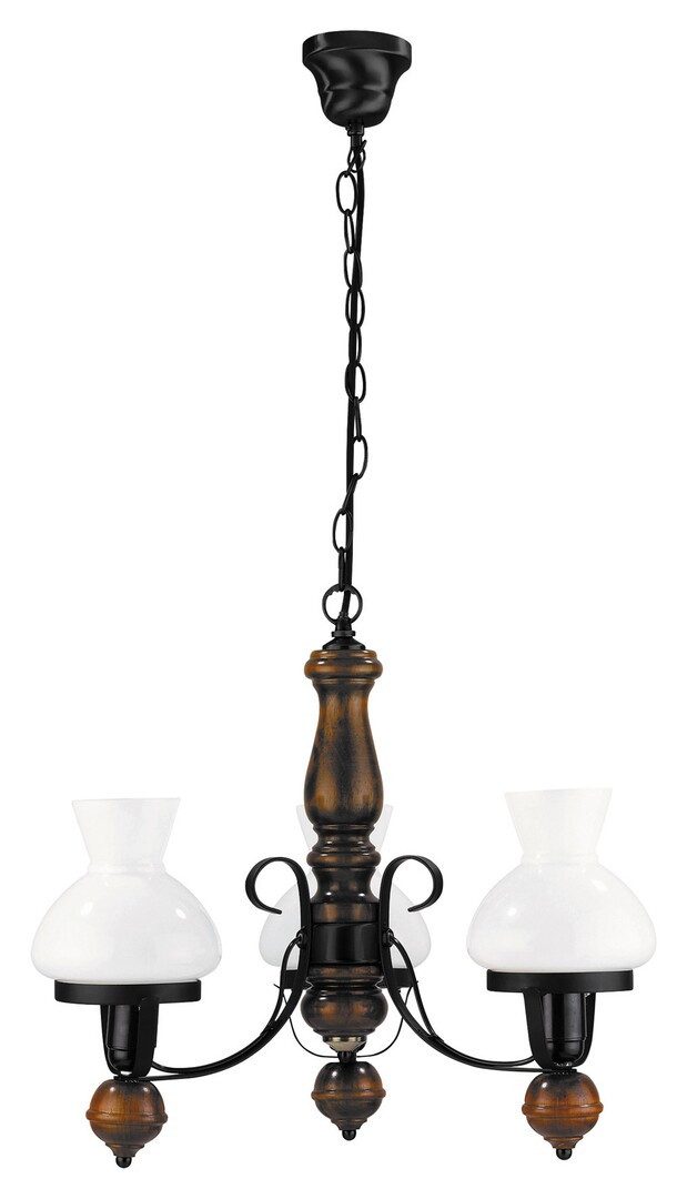 Rabalux Kronleuchter "Petronel" 3-flammig, Holz, schwarz, rund, E27, ø600mm