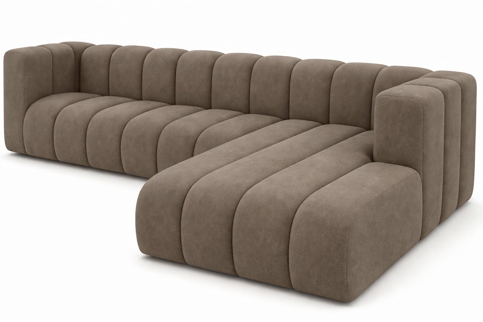 Kaiser Möbel Ecksofa Moderne aus Veloursstoff Salvador Grand L 318 cm, Ecksofa, Tiefe Sitzflächen,Premium-Velours Salvador,Design Soft-Cube