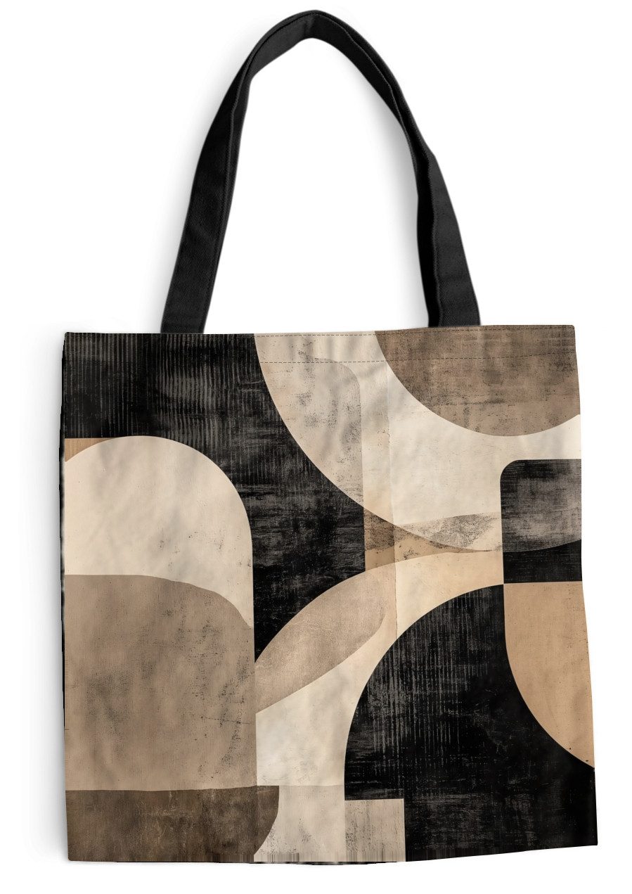 MuchoWow Shopper Abstrakt - Formen - Modern - Beige, Handtasche, Damen und Herren, Schultertasche, Umhängetasche, Tote Bag