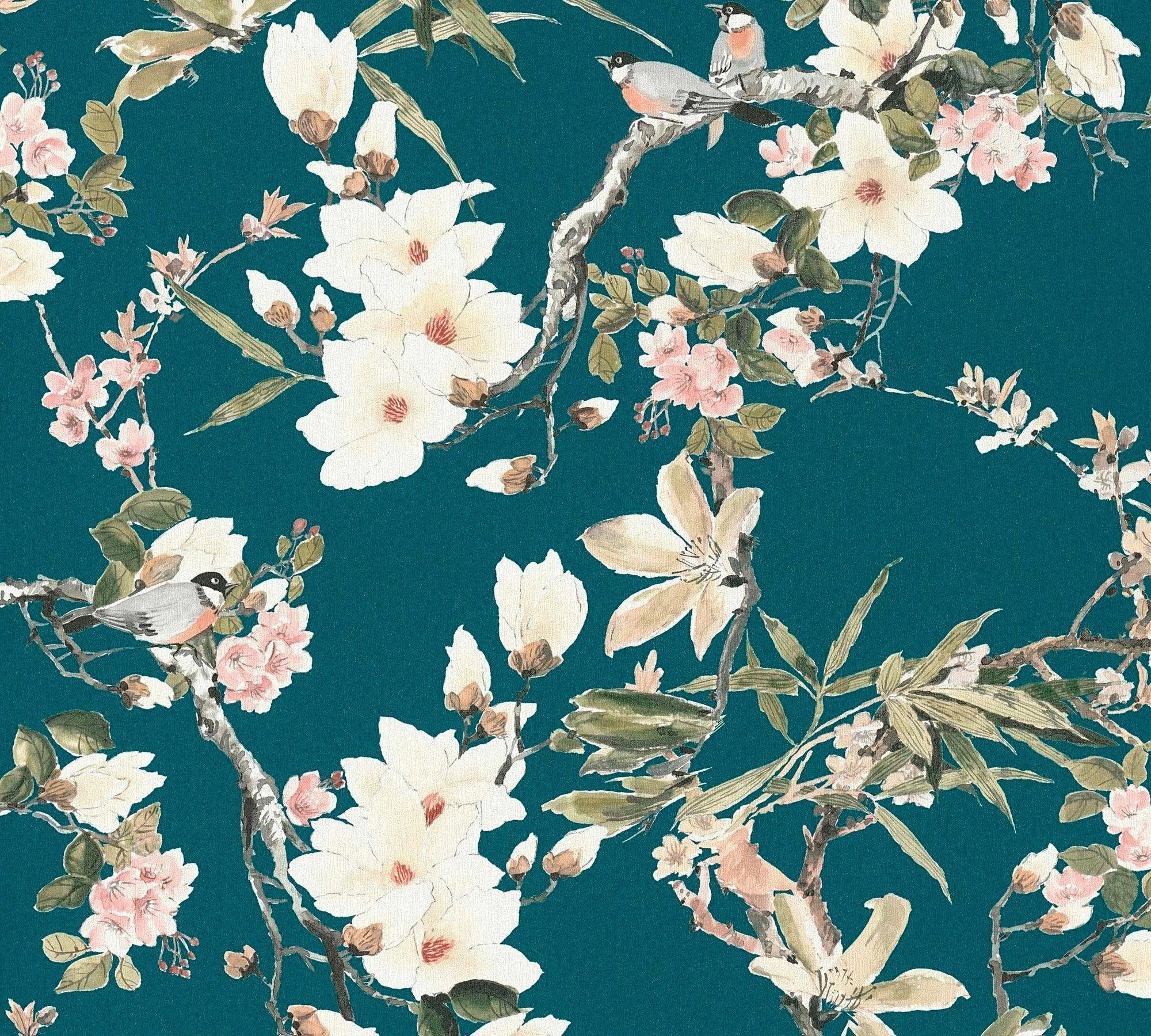 METROPOLIS BY MICHALSKY LIVING Vliestapete Dream Again, floral, geblümt, Designertapete Tapete Blumen türkis/natur/grün/grau/rosa | Vliestapeten