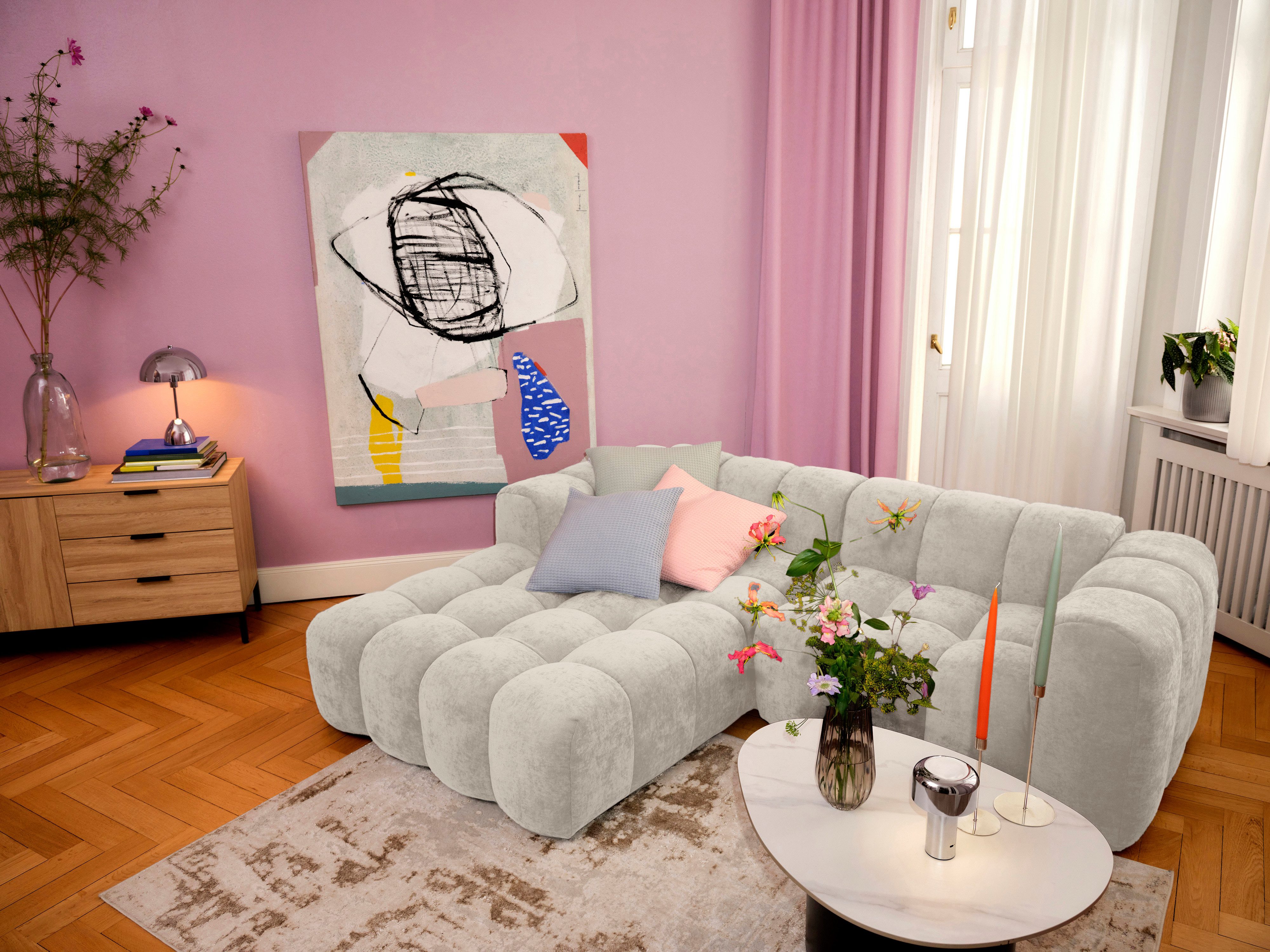 OTTO home Ecksofa KALLIE L-Form, 248 cm - OTTO. Verlässliche Qualität., Bubble Optik, moderne Steppung, hoher Sitzkomfort