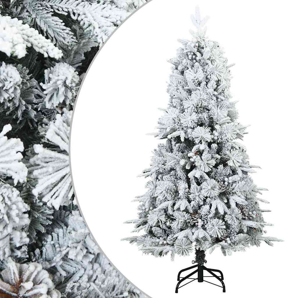 vidaXL Künstlicher Weihnachtsbaum Künstlicher Scharnier-Weihnachtsbaum schneebedeckt Weiß 150 cm