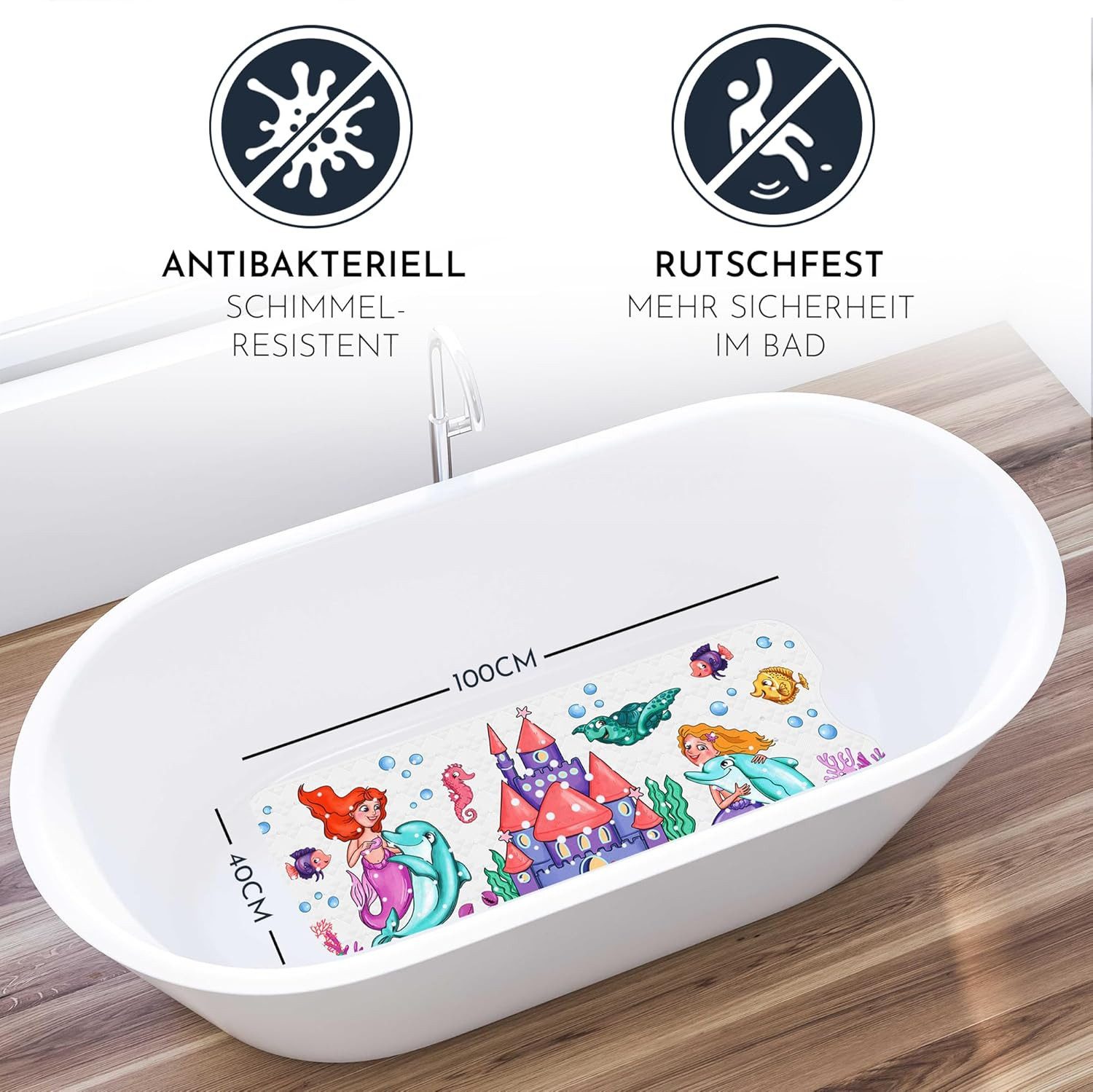 Homerella Badematte rutschfest Kinder - 100% BPA frei Inkl. 2 Haken zum Auf günstig online kaufen