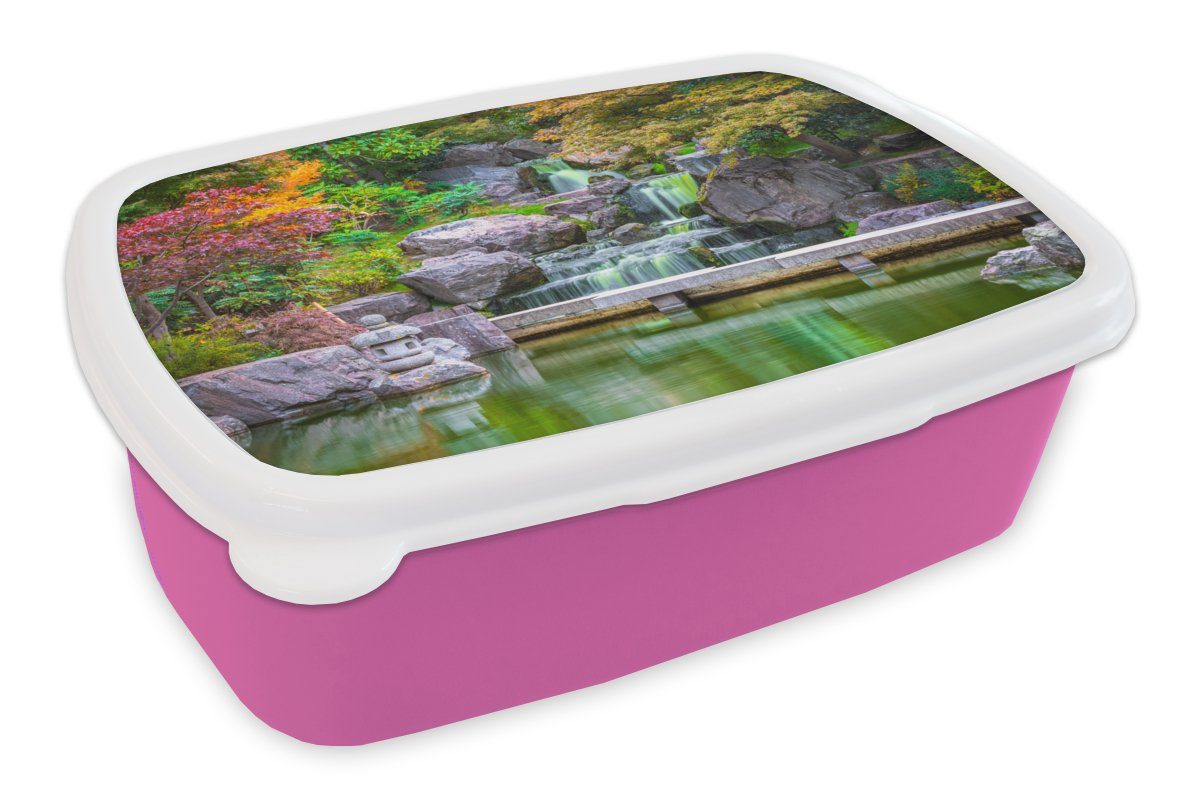 - Snackbox, Kinder, Lunchbox Kunststoff Brotdose rosa MuchoWow (2-tlg), Brotbox - für Bäume Kunststoff, - Mädchen, Japanisch Botanisch, Wasser Erwachsene, - Steine