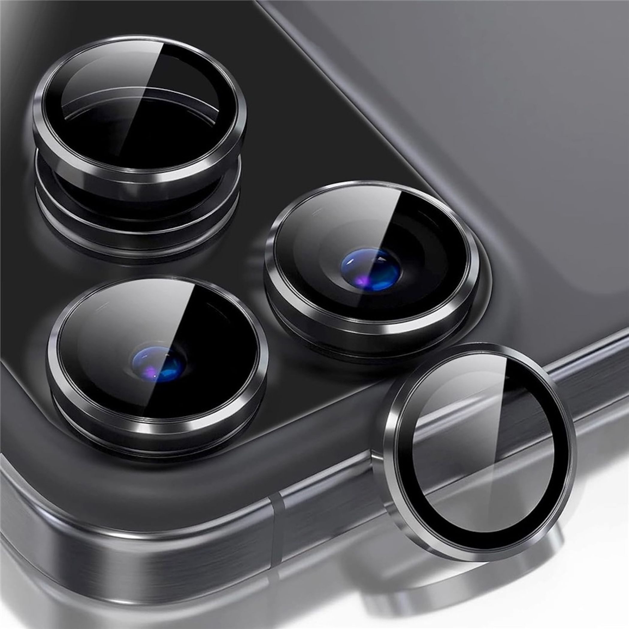 Wigento Kameraschutzglas Linsenglas für Apple iPhone 18 Pro Max Aluminium Ring 9H Schwarz für Apple iPhone 18 Pro Max, Anti-Fingerprint, hohe Lichtdurchlässigkeit, kratzfest