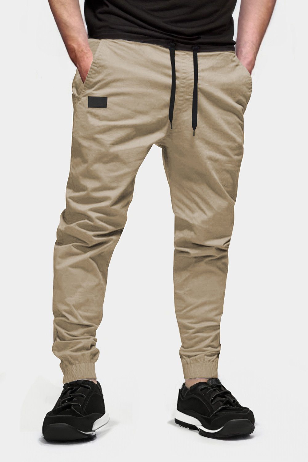 JMIERR Cargohose Herren Hose Chino Cargo Jogginghose S-XL (Chino) Elastikbund mit Tunnelzug, mit elastischem Bund Khaki