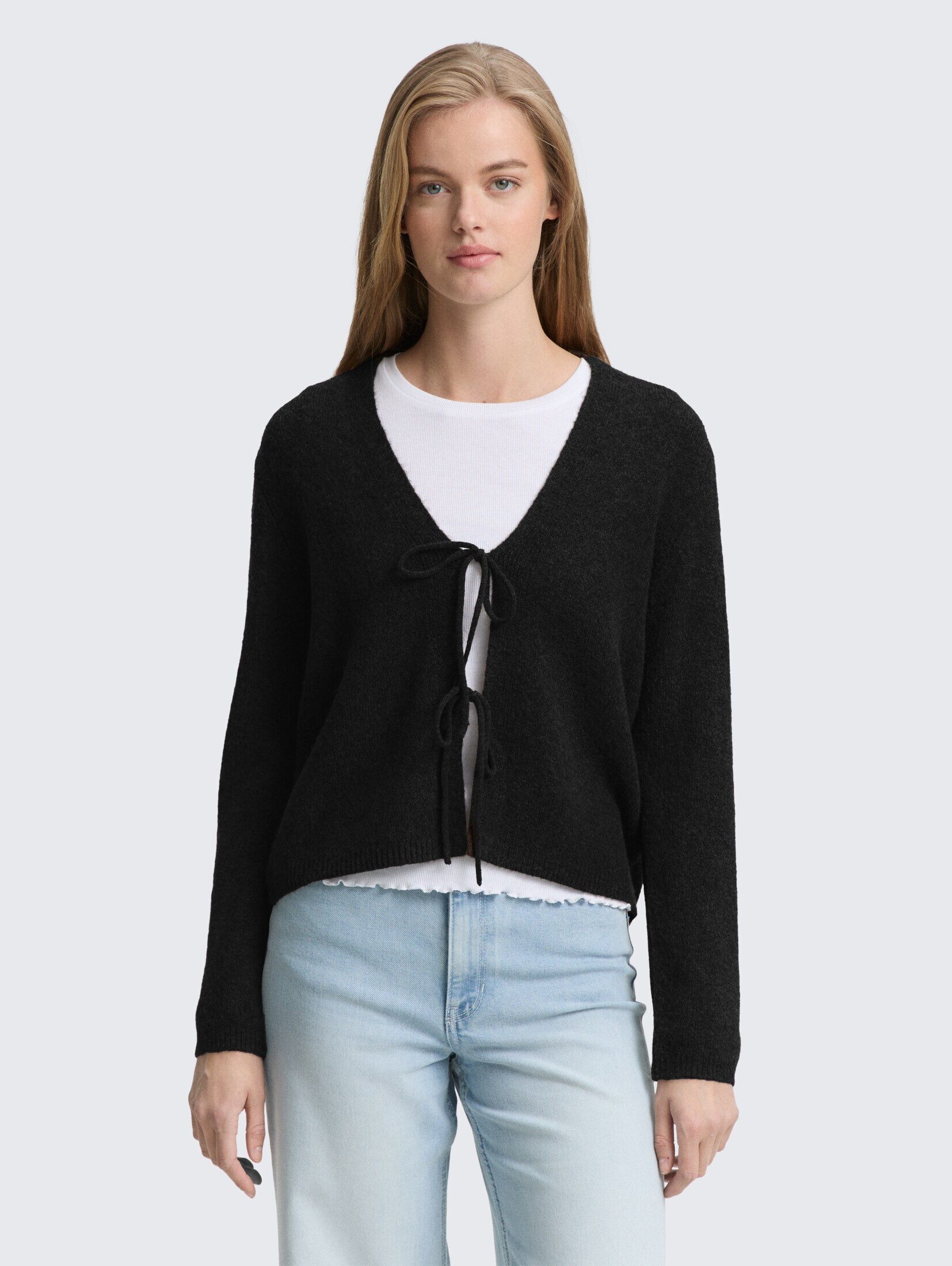 TOM TAILOR Denim Cardigan Pullover & Strickjacken Cardigan mit Schleifen-Details