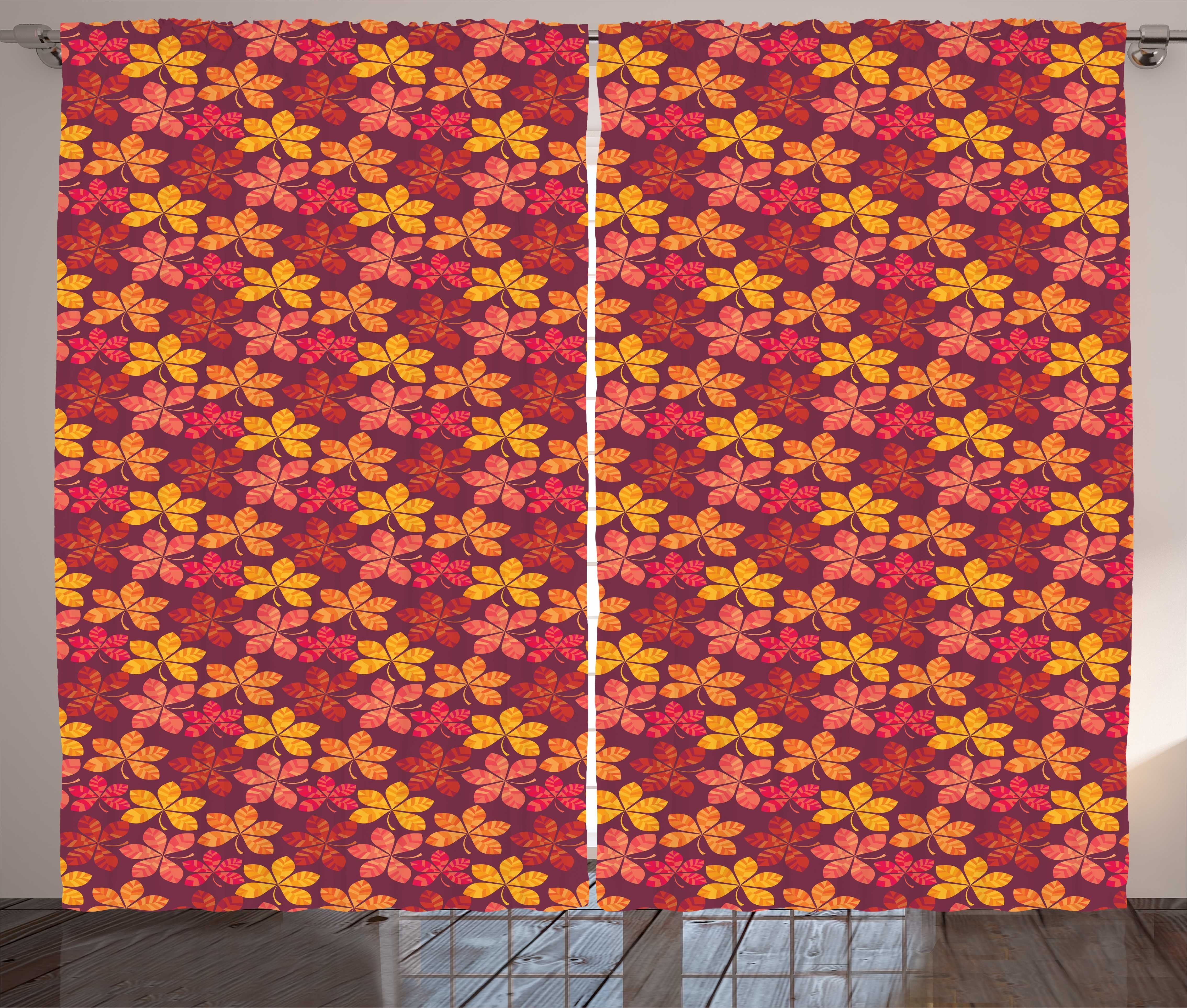 Gardine Schlafzimmer Kräuselband Vorhang mit Schlaufen und Haken, Abakuhaus, Herbst Bunte Blooming Fall Flora