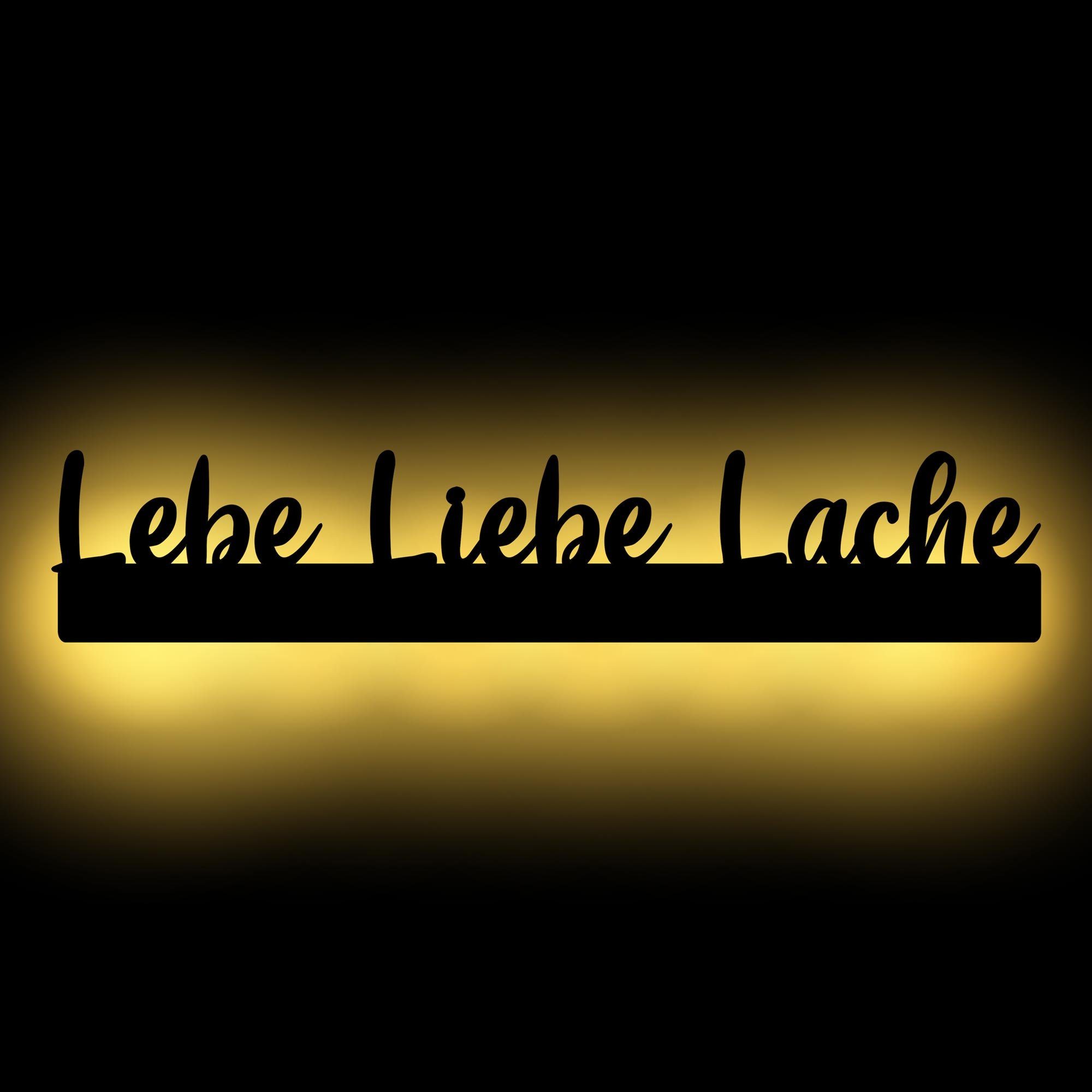 Namofactur LED Dekolicht Lebe Liebe Lache - Dekoobjekt aus Holz mit Lebens Schriftzug, Ohne Zugschalter/Stern, LED fest integriert, Warmweiß, Wanddekoobjekt Wohnzimmer Leuchte batteriebetrieben Unbehandelt