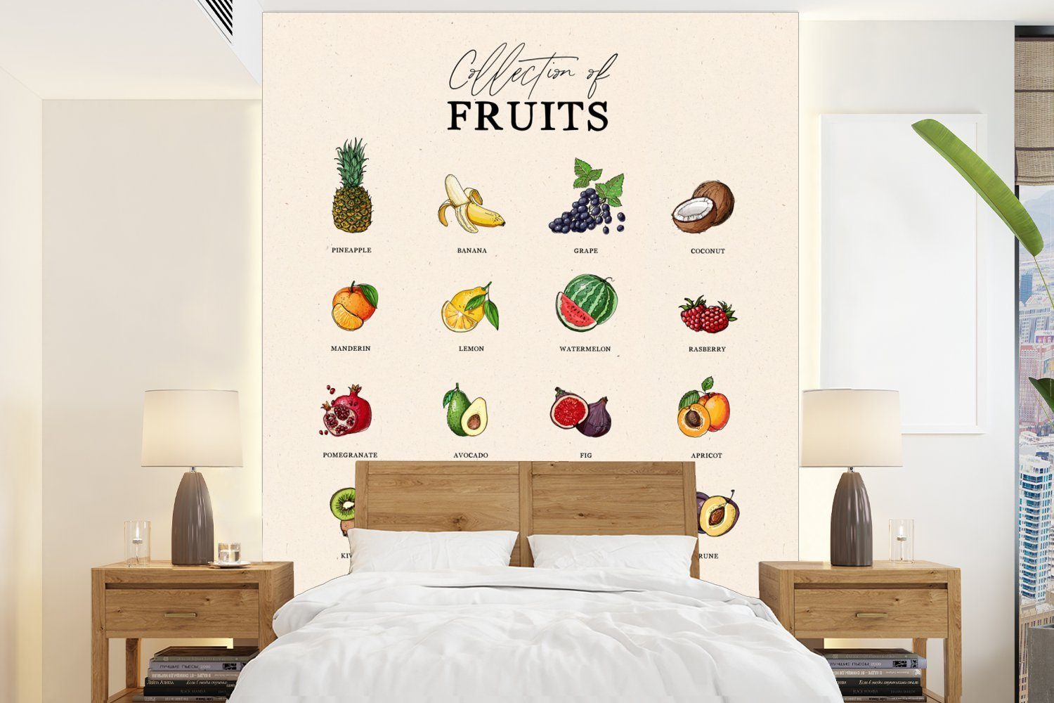 MuchoWow Fototapete Küche - Obst - Lebensmittel, Matt, bedruckt, (4 St), Montagefertig Vinyl Tapete für Wohnzimmer, Wandtapete | Fototapeten