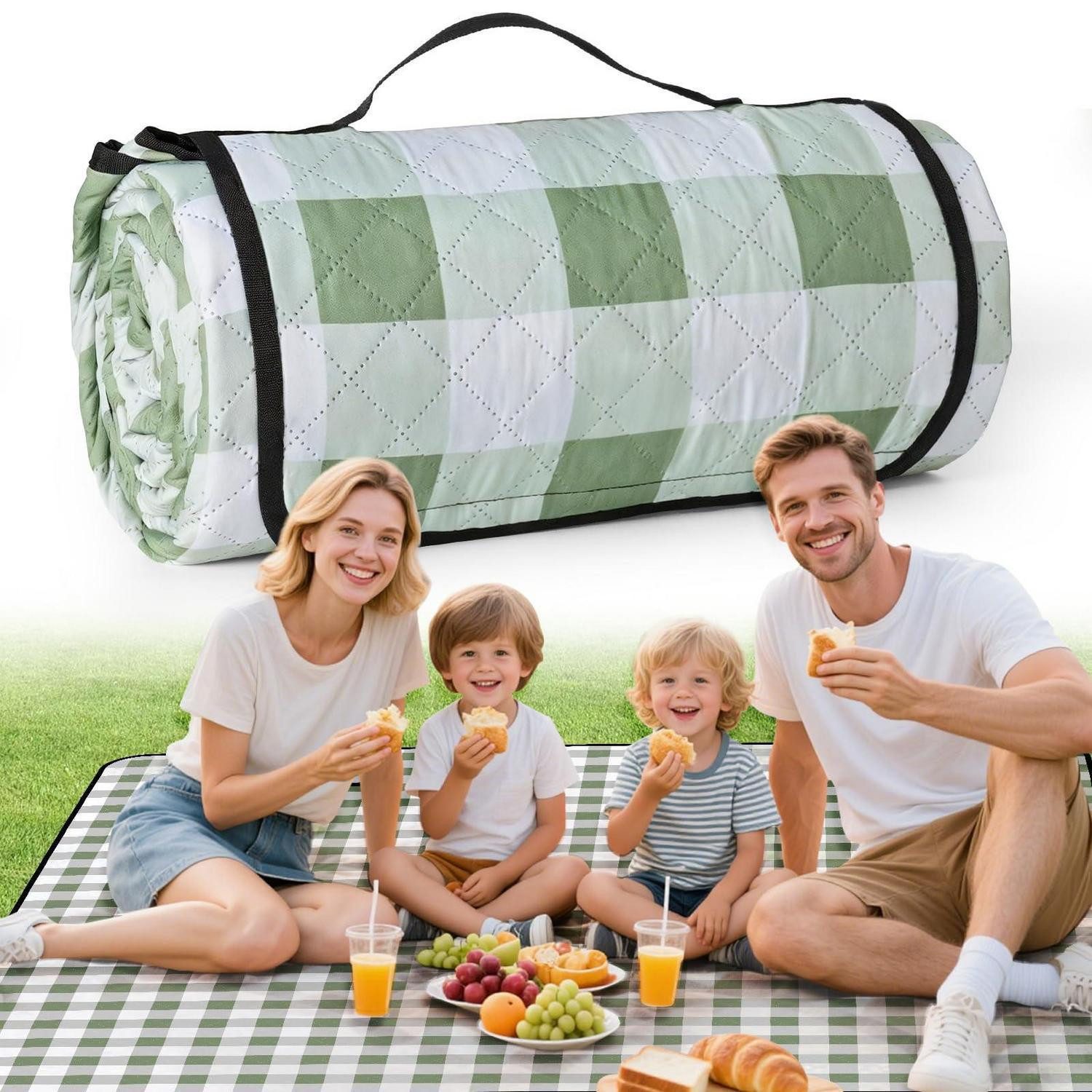 Picknickdecke Picknickdecke wasserdicht 200x200 cm waschbar Camping Grün, LuxusKollektion