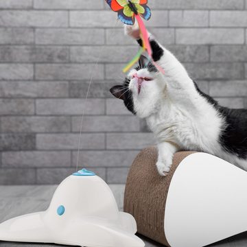 relaxdays Tier-Intelligenzspielzeug Katzenspielzeug mit Schmetterling, Kunststoff