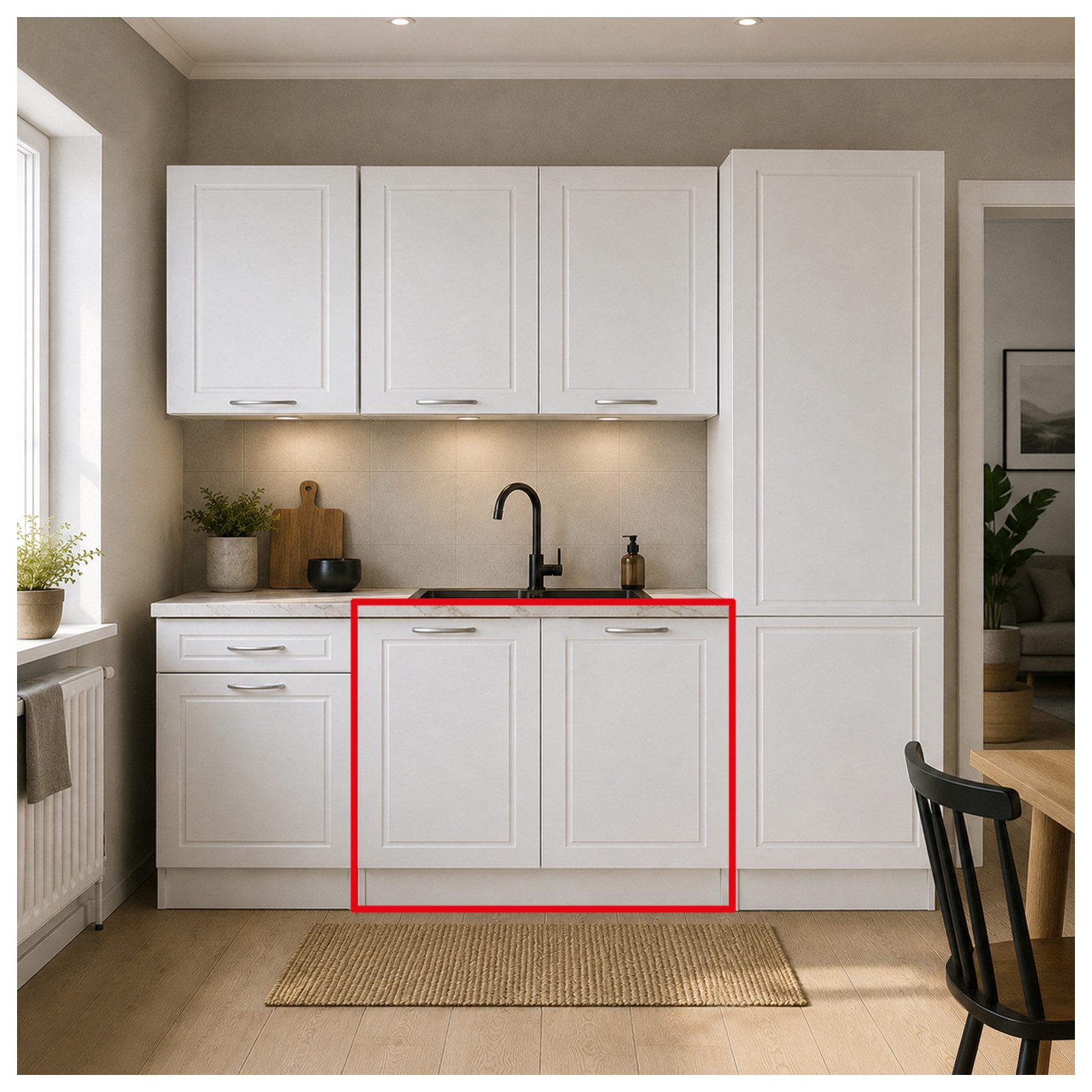 HTI-Living Spülenunterschrank Spülenunterschrank Jenna Country Weiß 80 cm (1 Stück, 1-St., 1 Spülenunterschrank) Modular erweiterbar, Landhausstil, Arbeitsplatte Marmoroptik