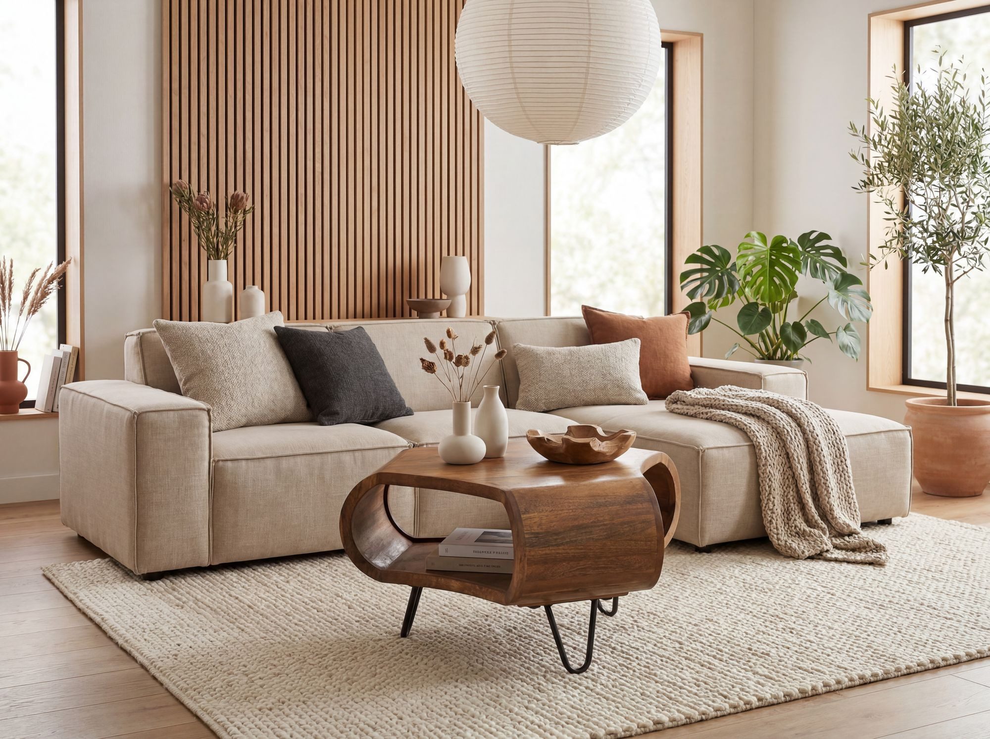 FINEBUY Couchtisch FB117850 60cm Massivholz mit Ablagefach Wohnzimmertisch Beistelltisch (Moderner Wohnzimmertisch aus Mangoholz), Organisch geformter Kaffeetisch mit Metallbeinen