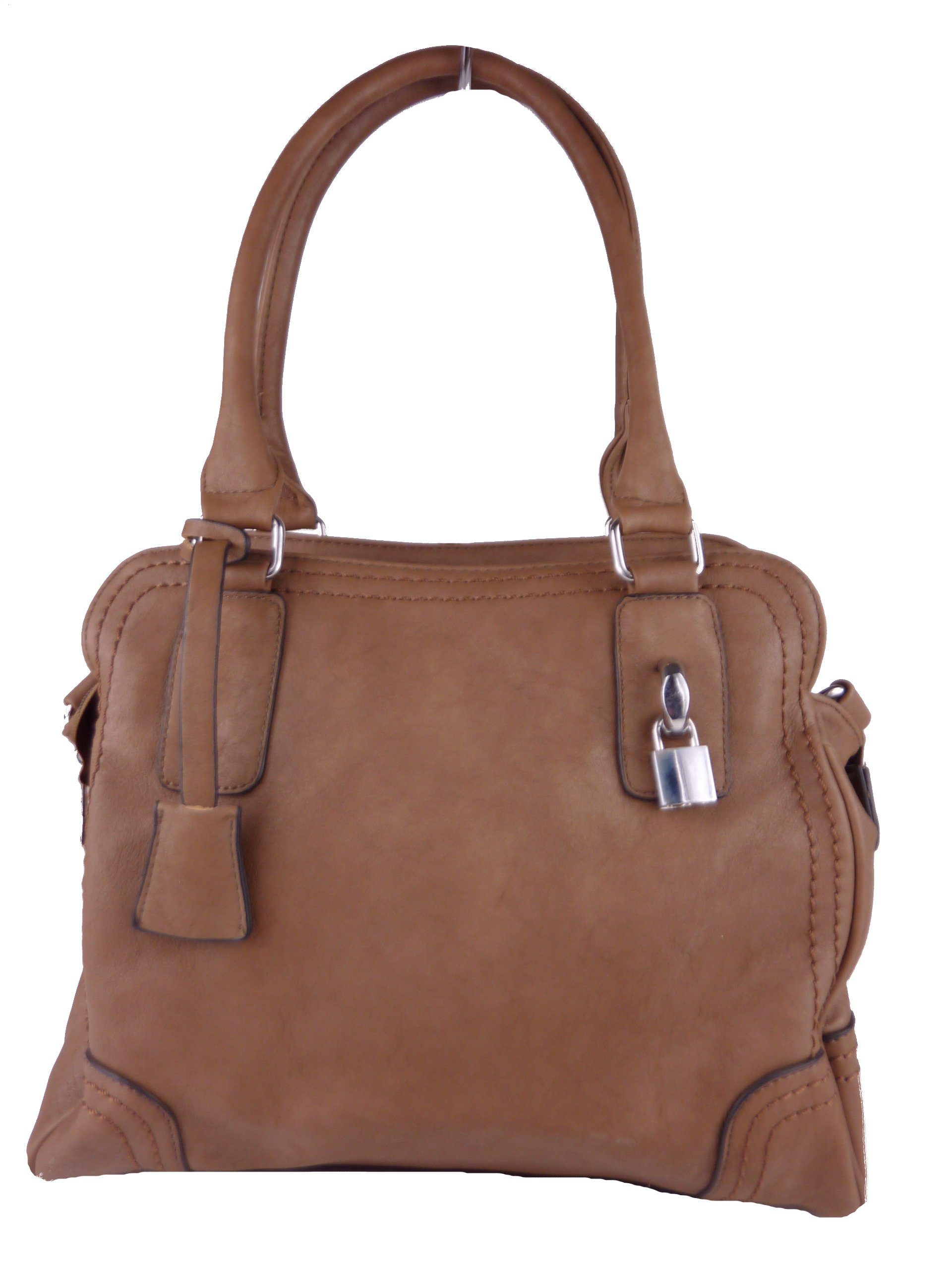 Taschen4life Handtasche Henkeltasche C1125, Schultertasche, Trageriemen abnehmbar, Fächer