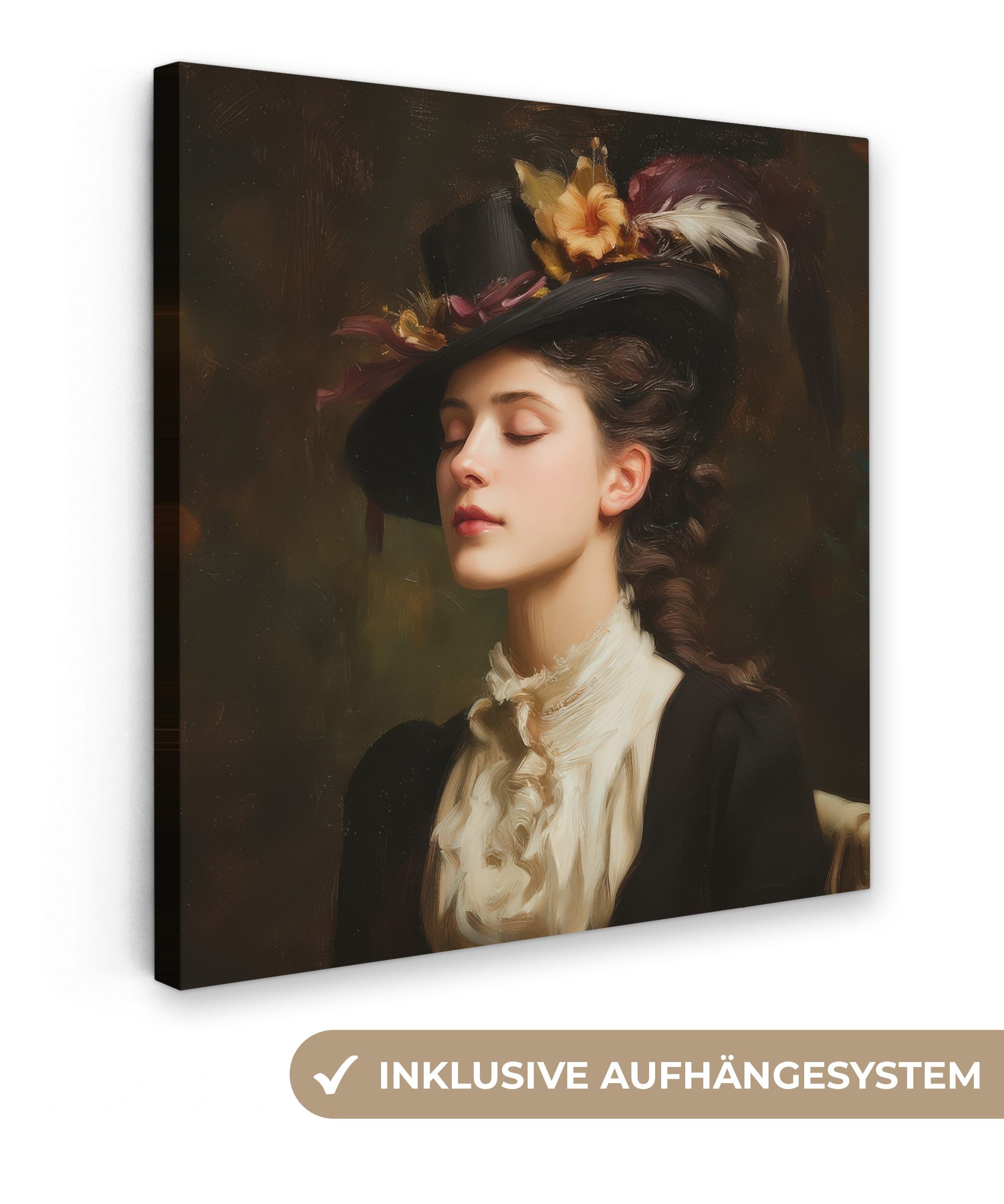 OneMillionCanvasses® Leinwandbild Frau - Viktorianisch - Porträt, Fotodruck (1 St), Wandbild, Deko Schlafzimmer Wohnzimmer Flur 20x20 cm